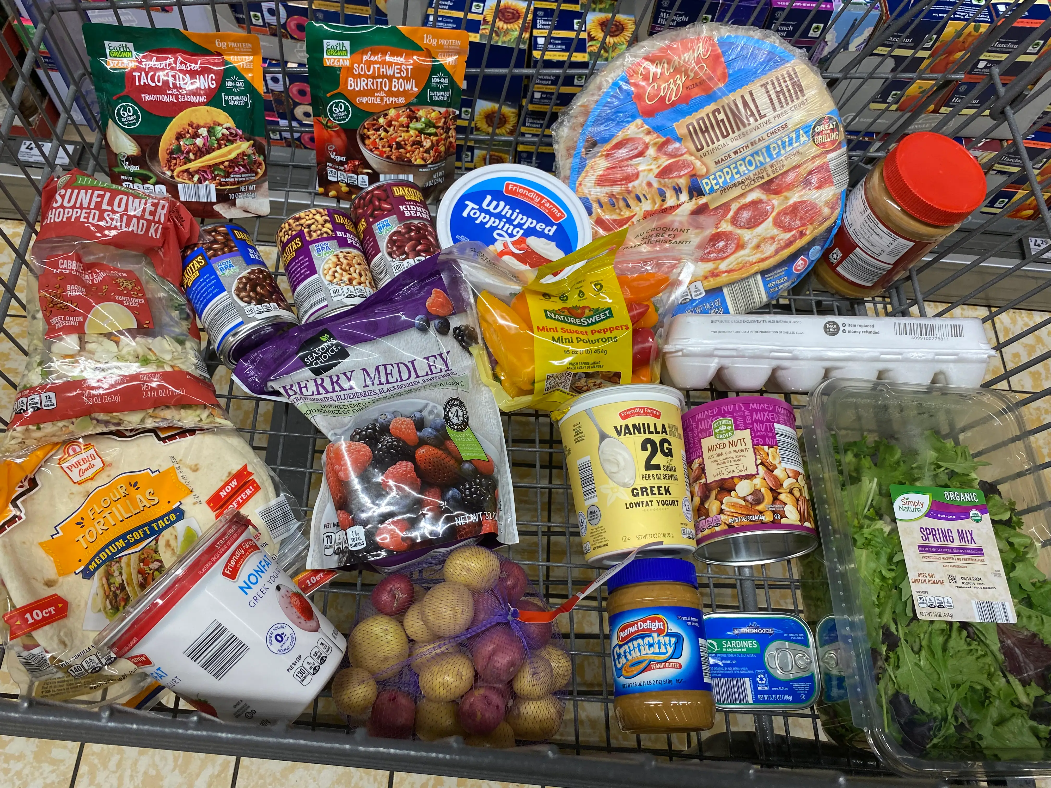 cart full of food from aldi