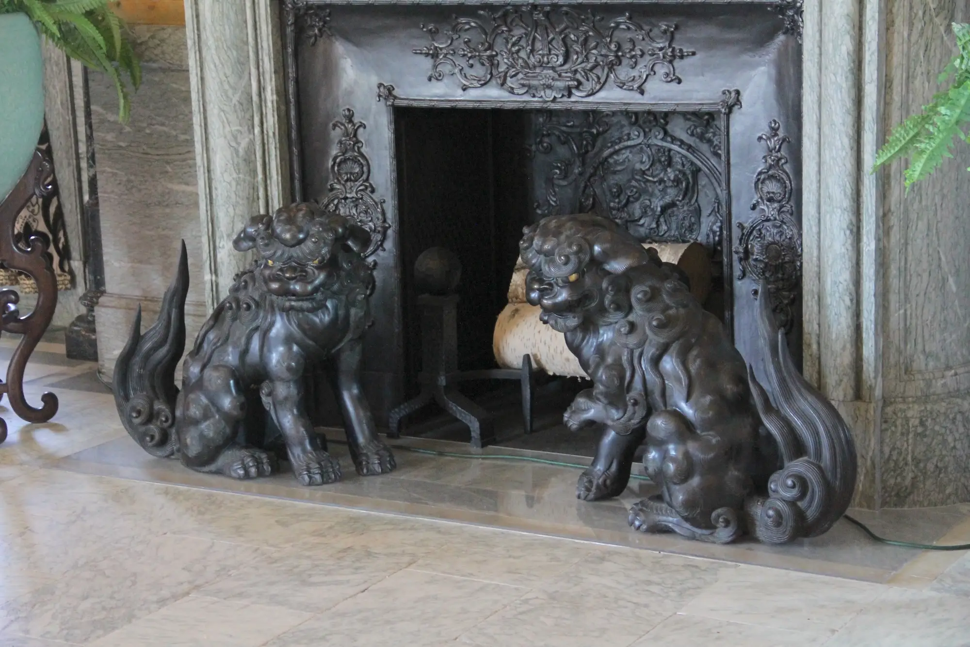 Decorative lions in the dining room at Staatsburgh.