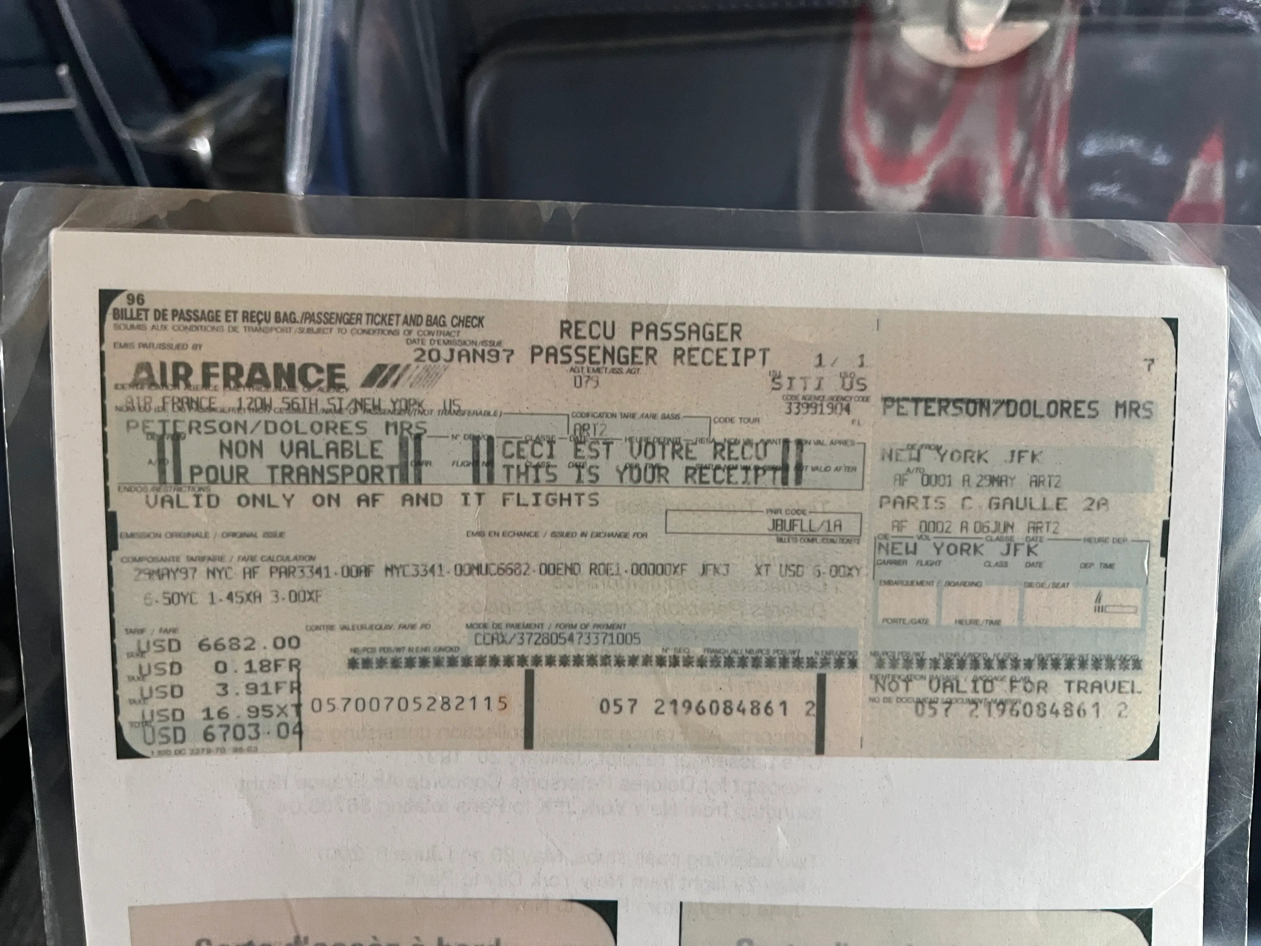 A Concorde ticket for Air France.