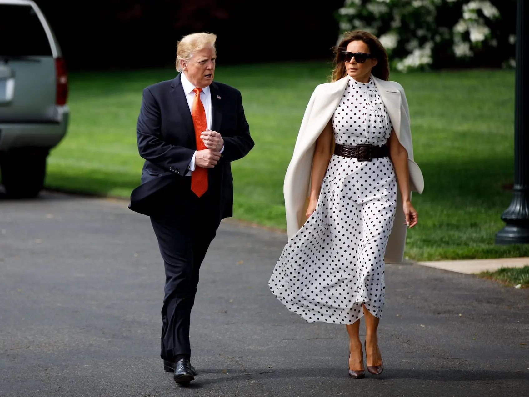 Donald and Melania Trump at the White House in April 2019.