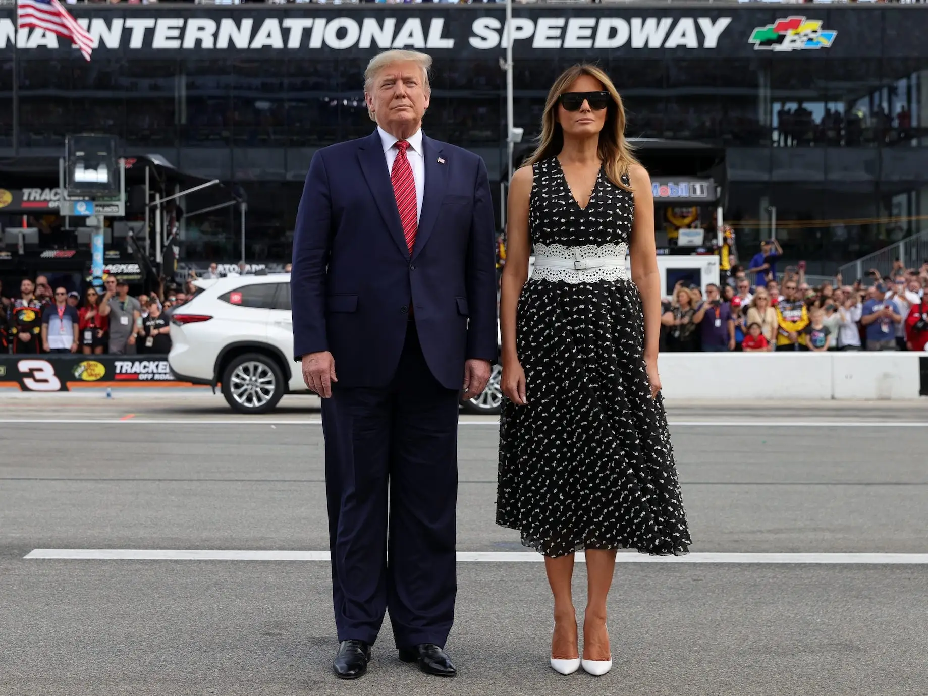 Donald and Melania Trump at the Daytona 500 in February 2020.