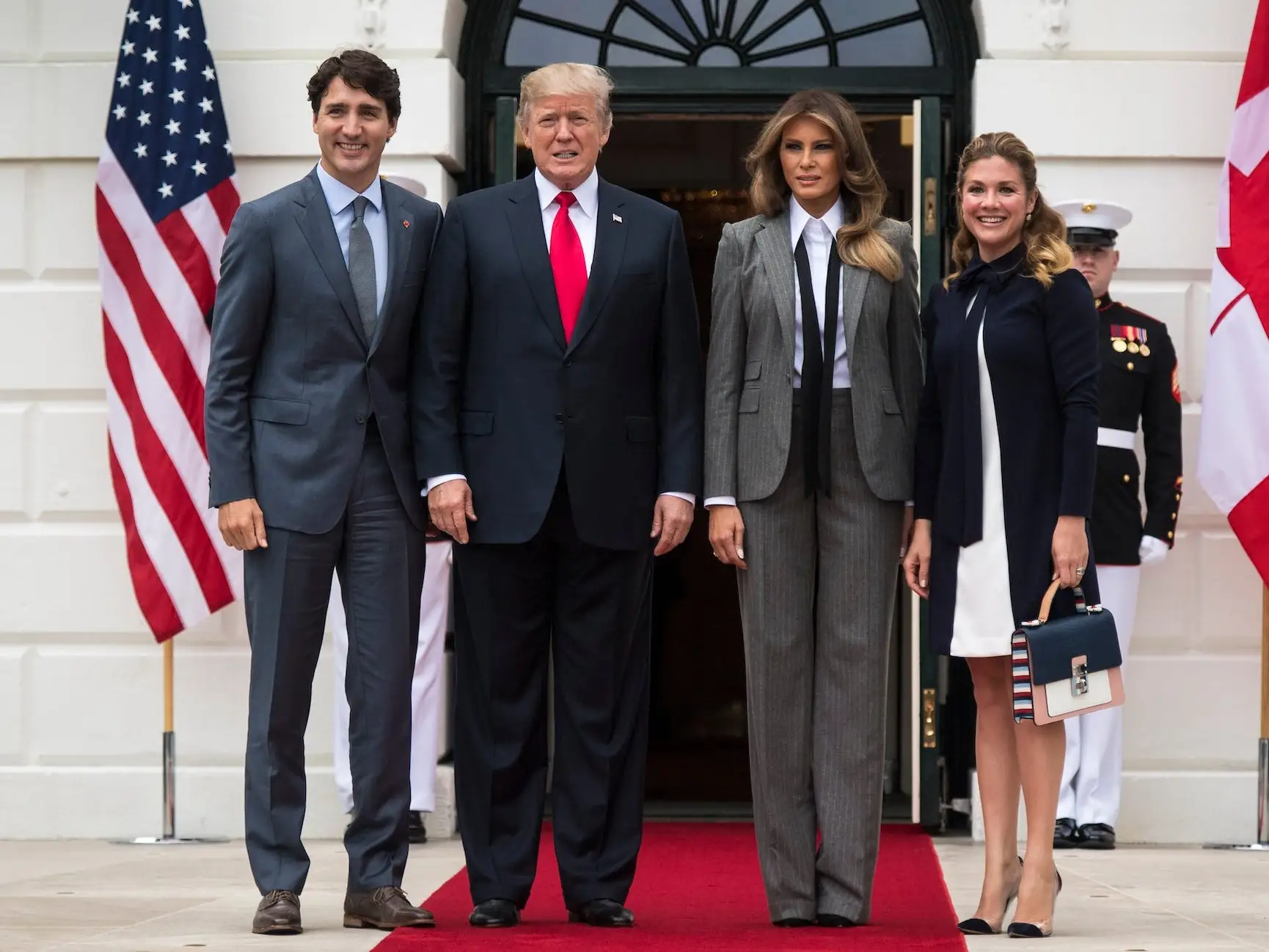 Donald and Melania Trump with Justin and Sophie Gregoire Trudeau in October 2017.