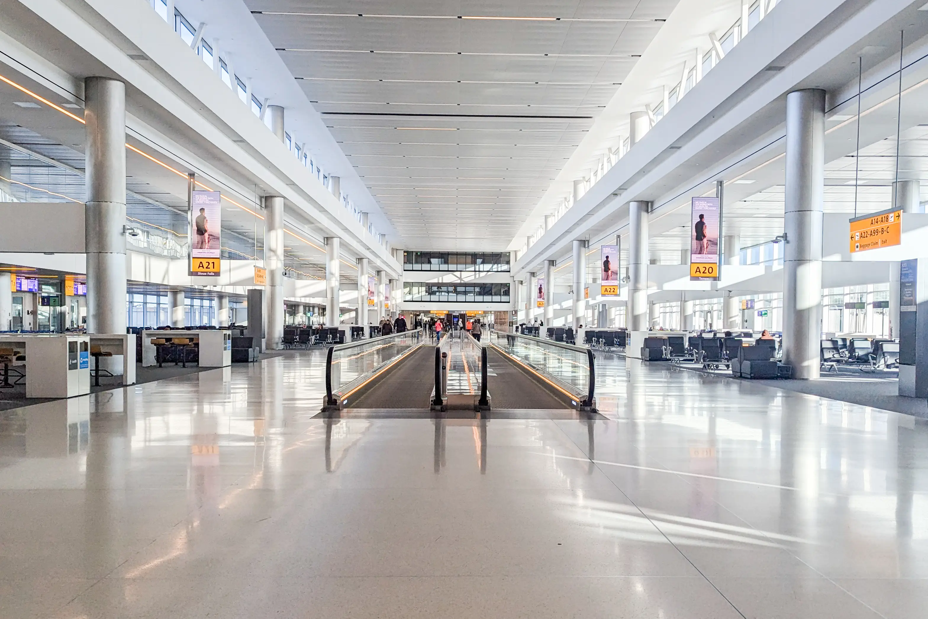 Empty airport terminal in Denver