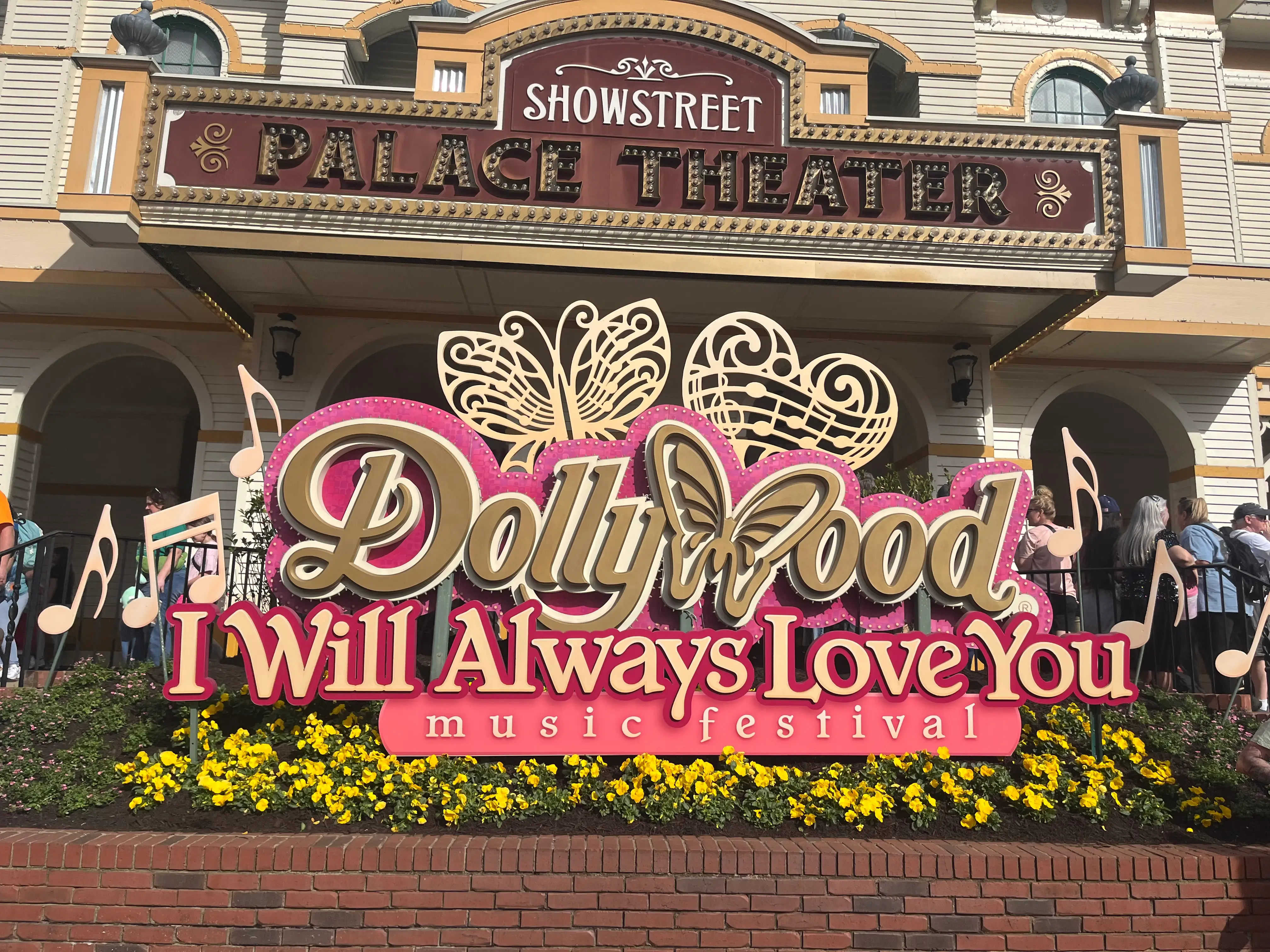 A Dollywood sign with another sign for the 