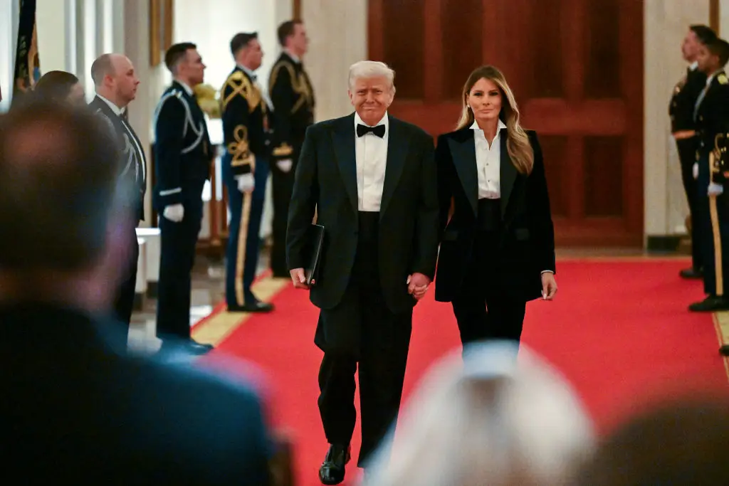Donald Trump and Melania Trump at the National Governors Association dinner at the White House.
