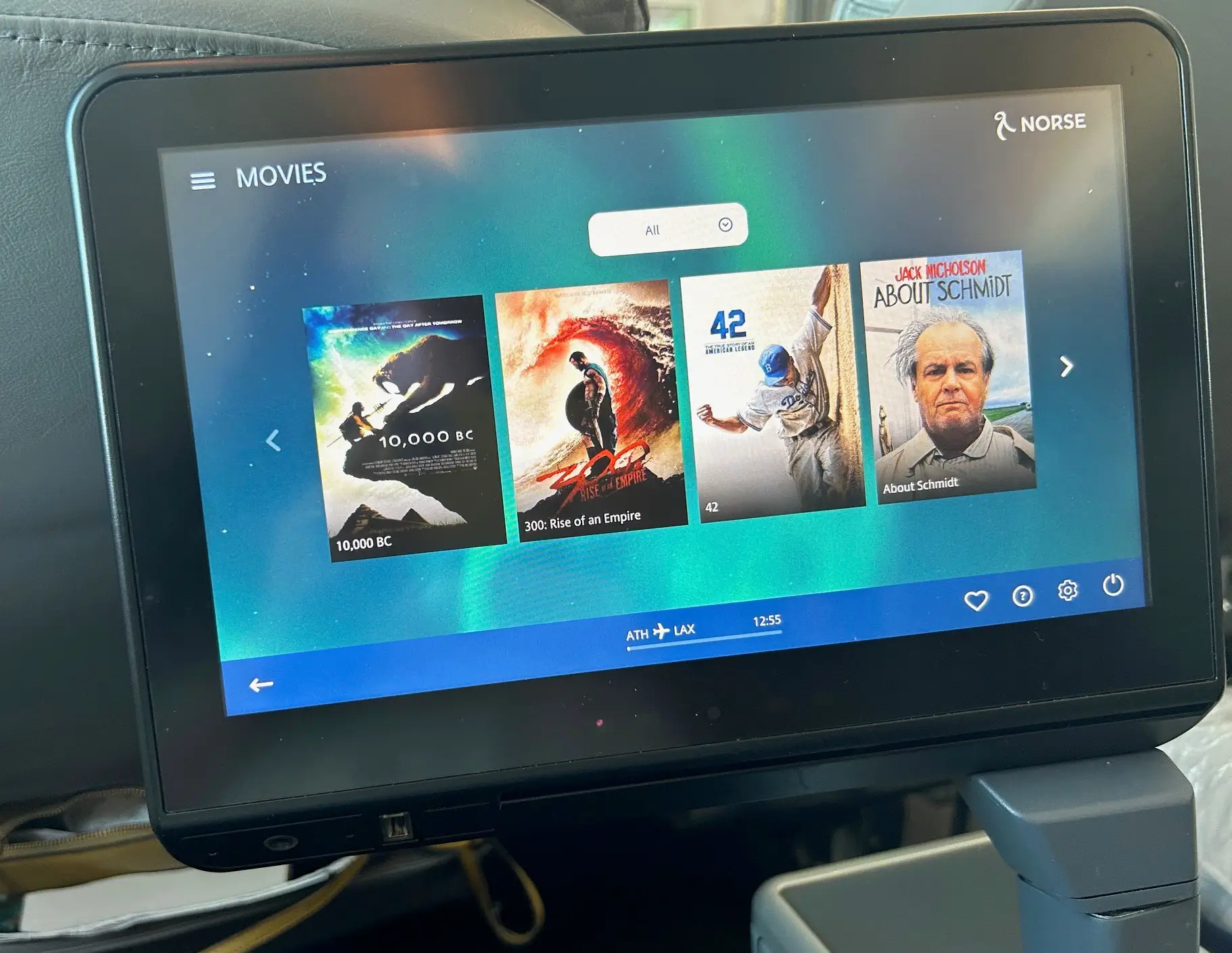 In-flight entertainment on Norse Atlantic Airways premium economy