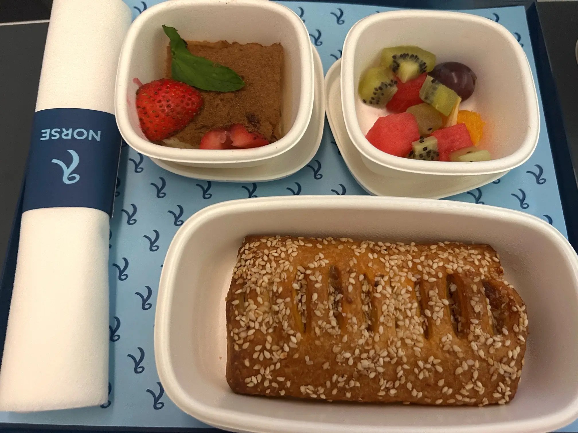 Meal on Norse Atlantic Airways premium economy flight
