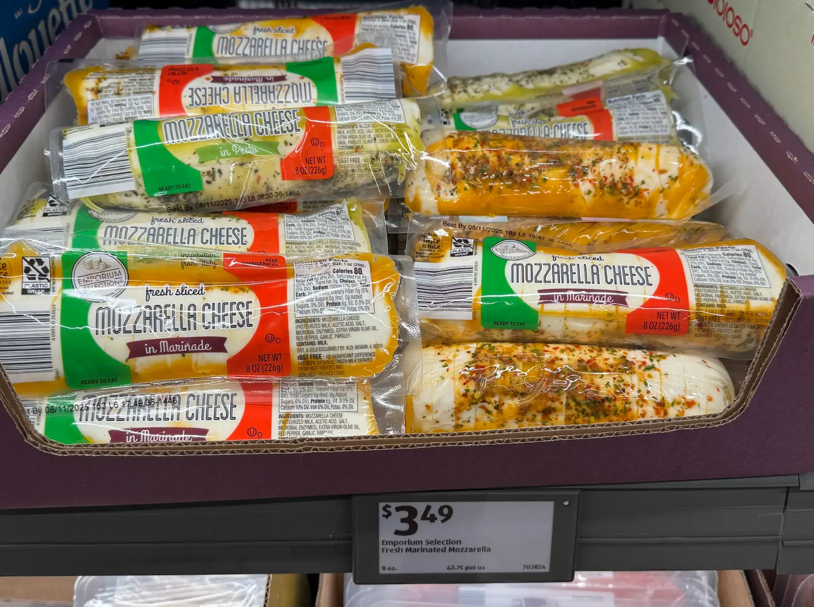 Marinated mozzarella cheese from Aldi.