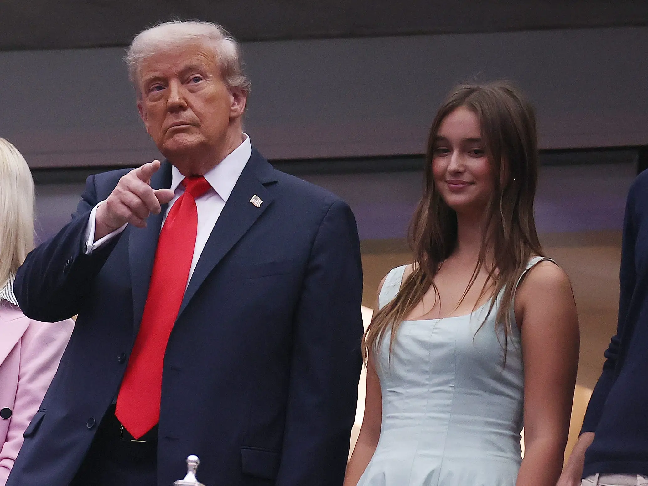 donald trump with his granddaughter arabella and his son-in-law jared kushner