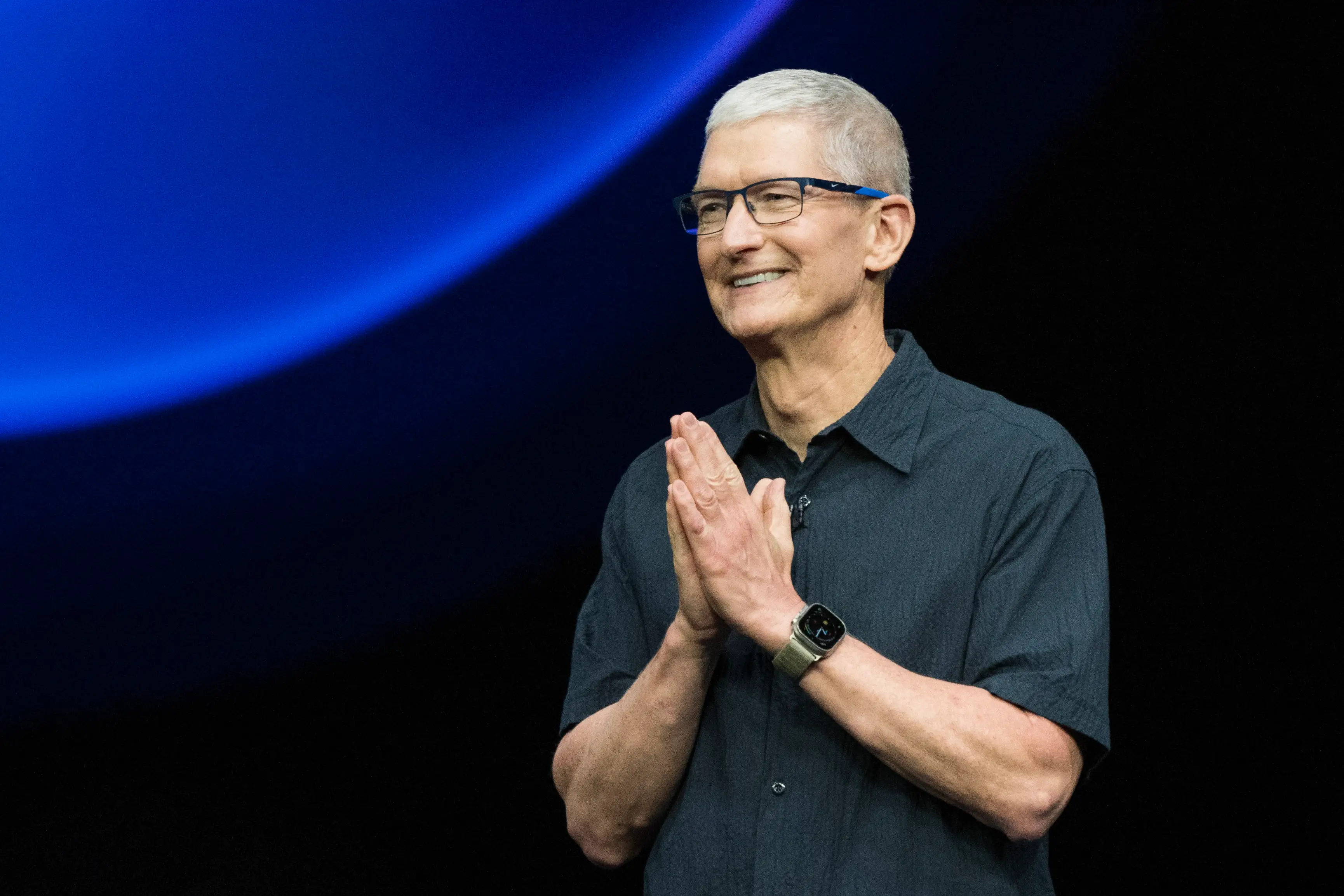 Apple CEO Tim Cook speaking at an event