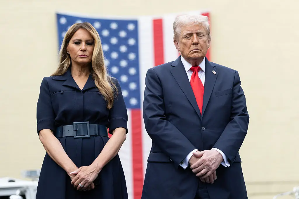Melania Trump and Donald Trump at a ceremony for 9/11.