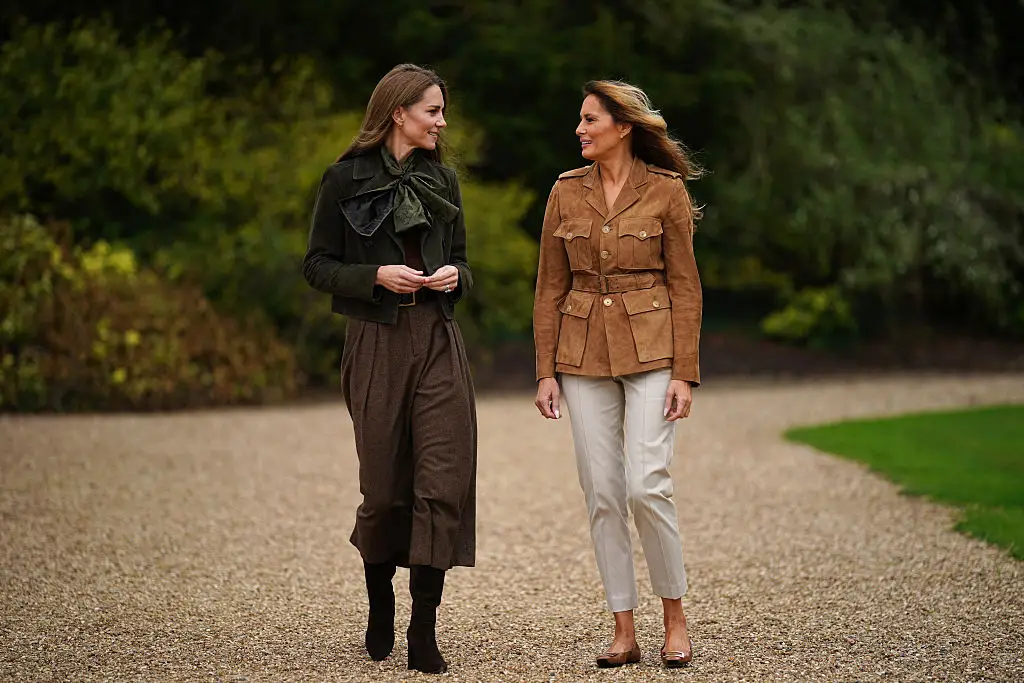 Kate Middleton and Melania Trump in Frogmore Gardens.