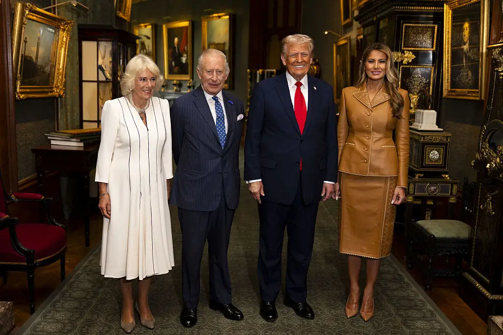 Queen Camilla, King Charles, Donald Trump, and Melania Trump.