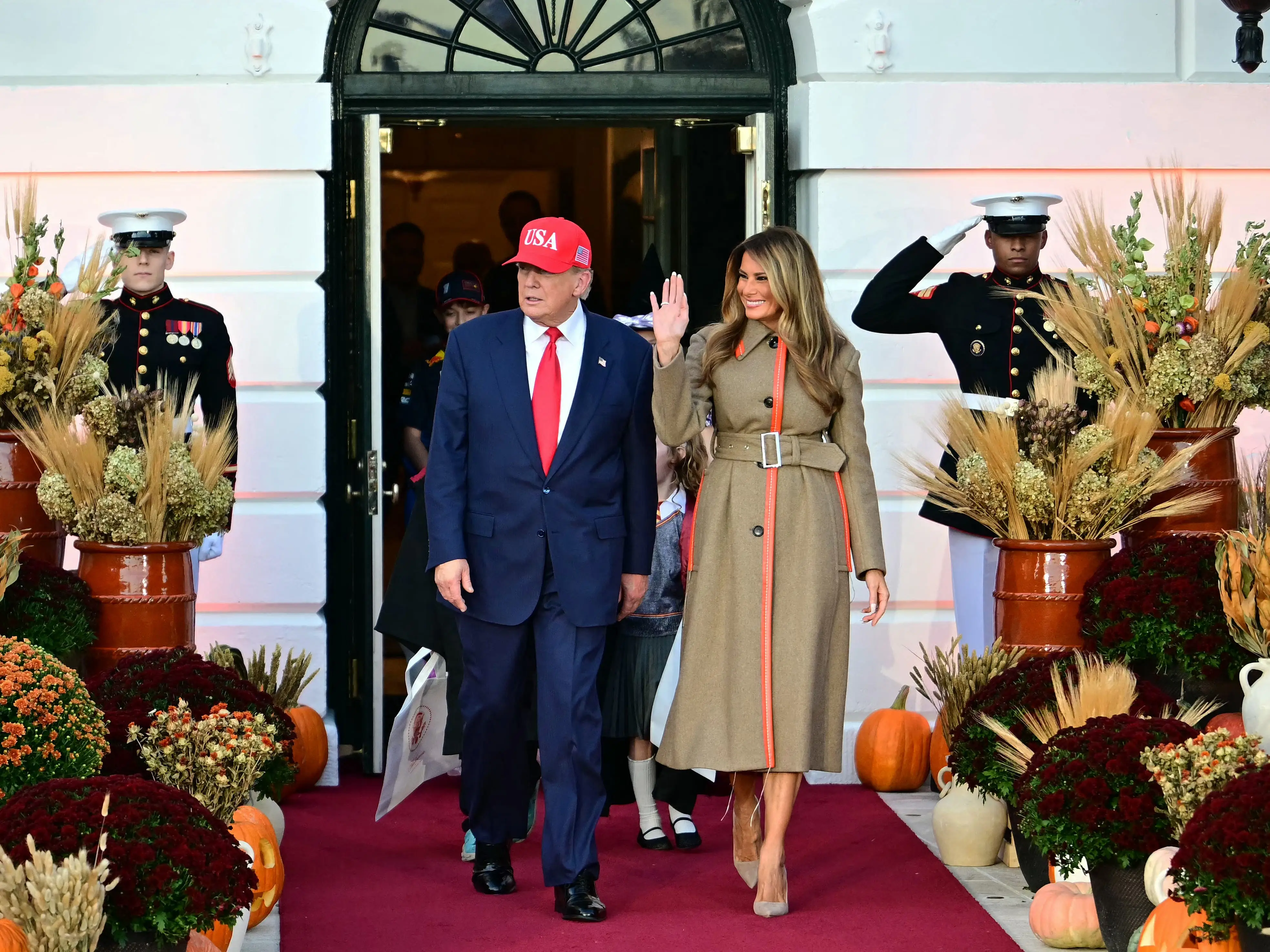 President Donald Trump and Melania Trump at the White House on Halloween 2025.