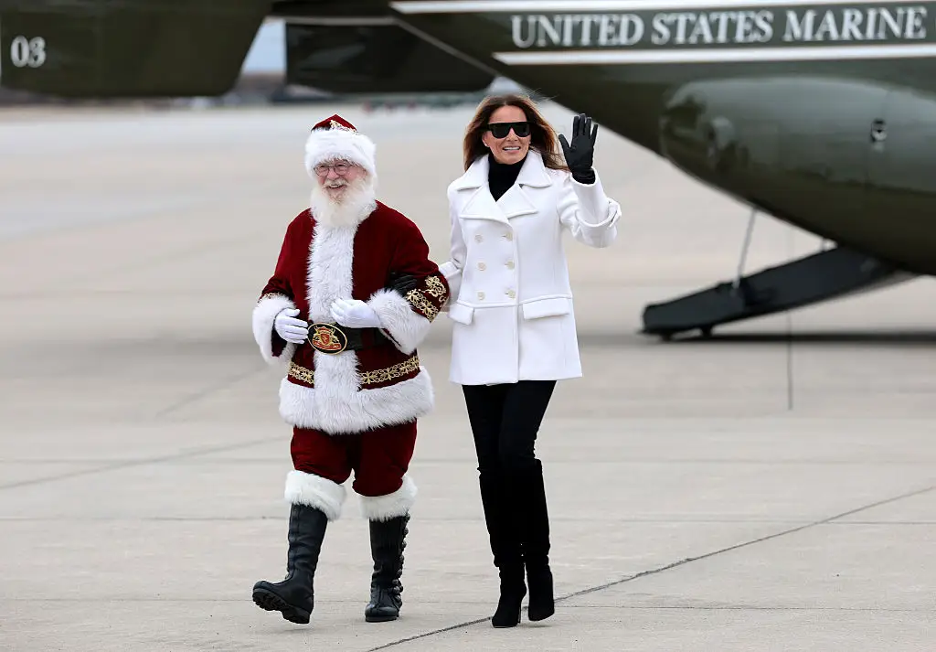 Melania Trump with Santa Claus in Quantico, Virginia.