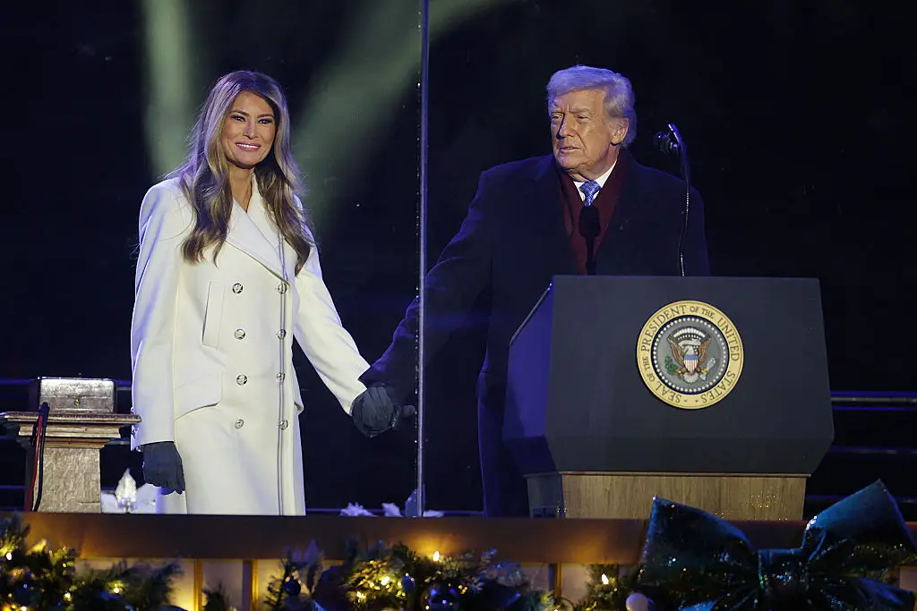 Melania Trump and Donald Trump at the National Christmas Tree Lighting.