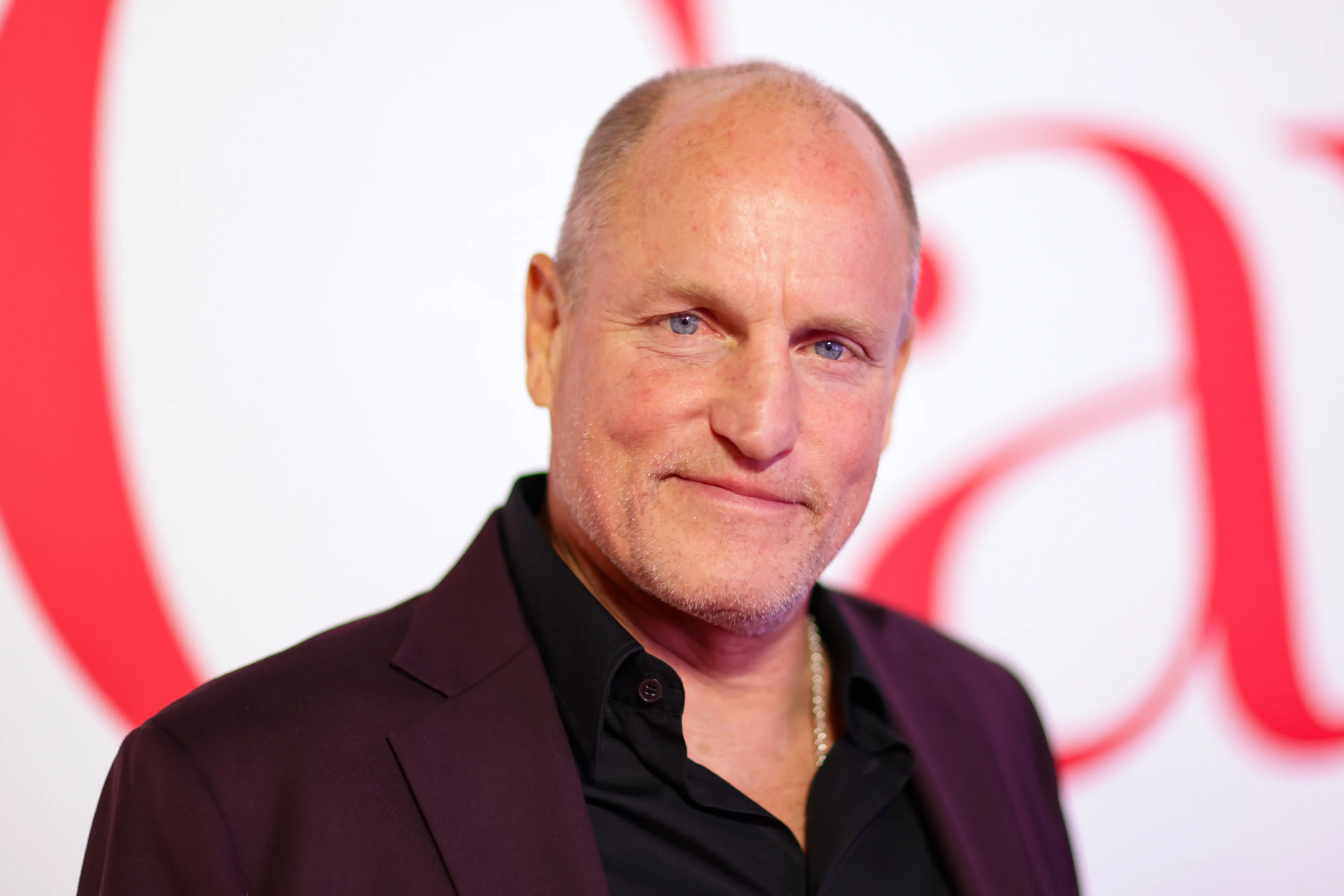 Woody Harrelson smiling at a camera on the red carpet.