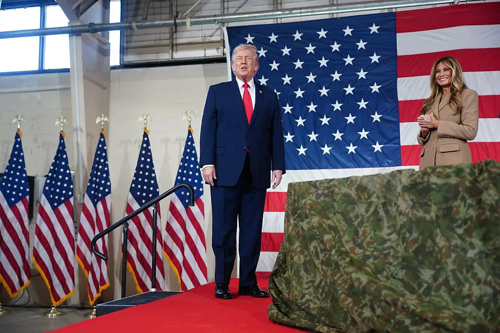 Donald Trump and Melania Trump in Fort Bragg, North Carolina.