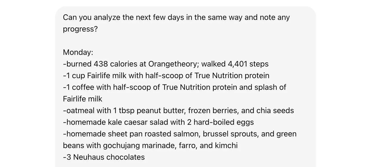ChatGPT analyzing diet