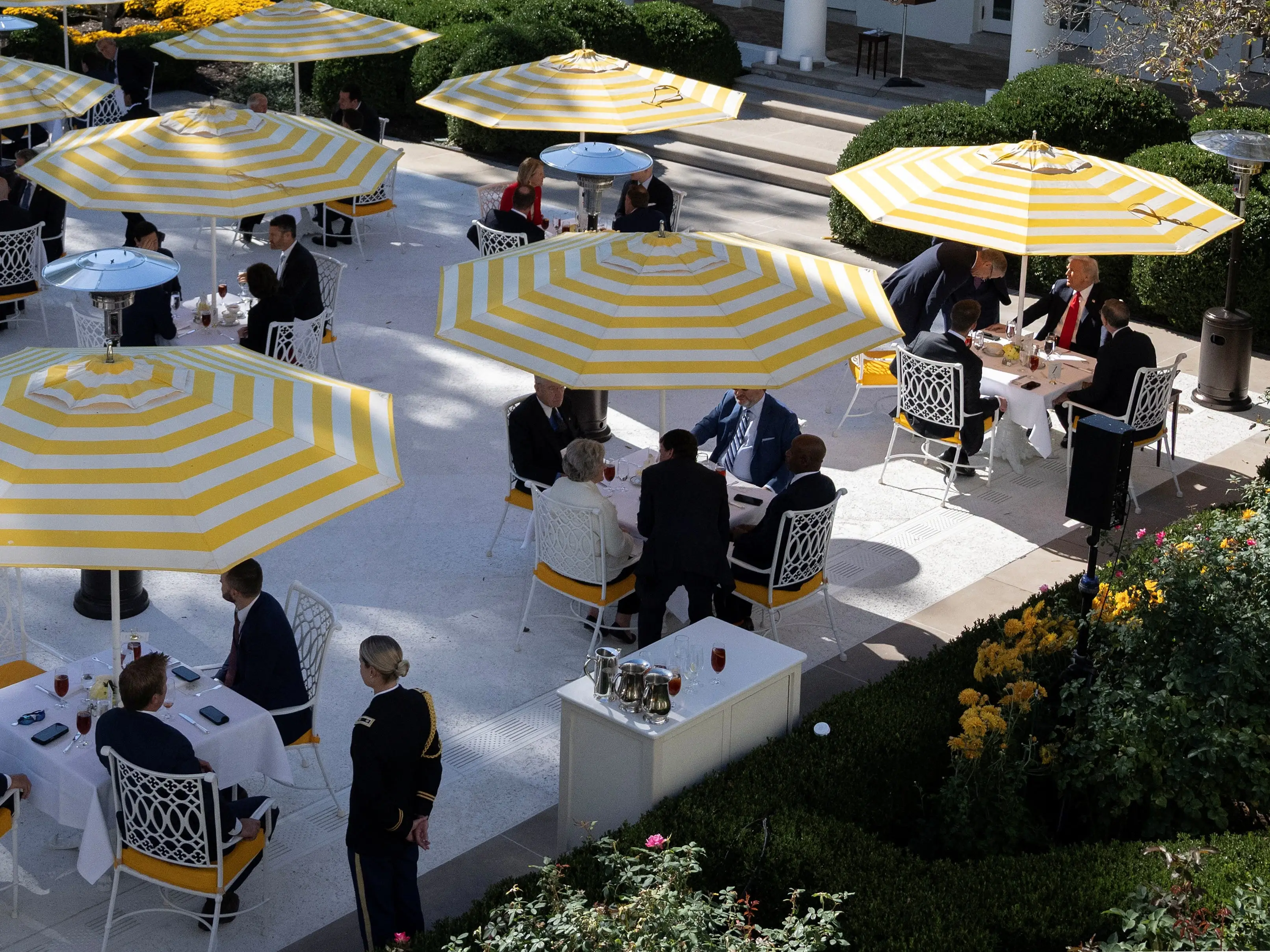 Remodeled White House Rose Garden under Trump's second administration