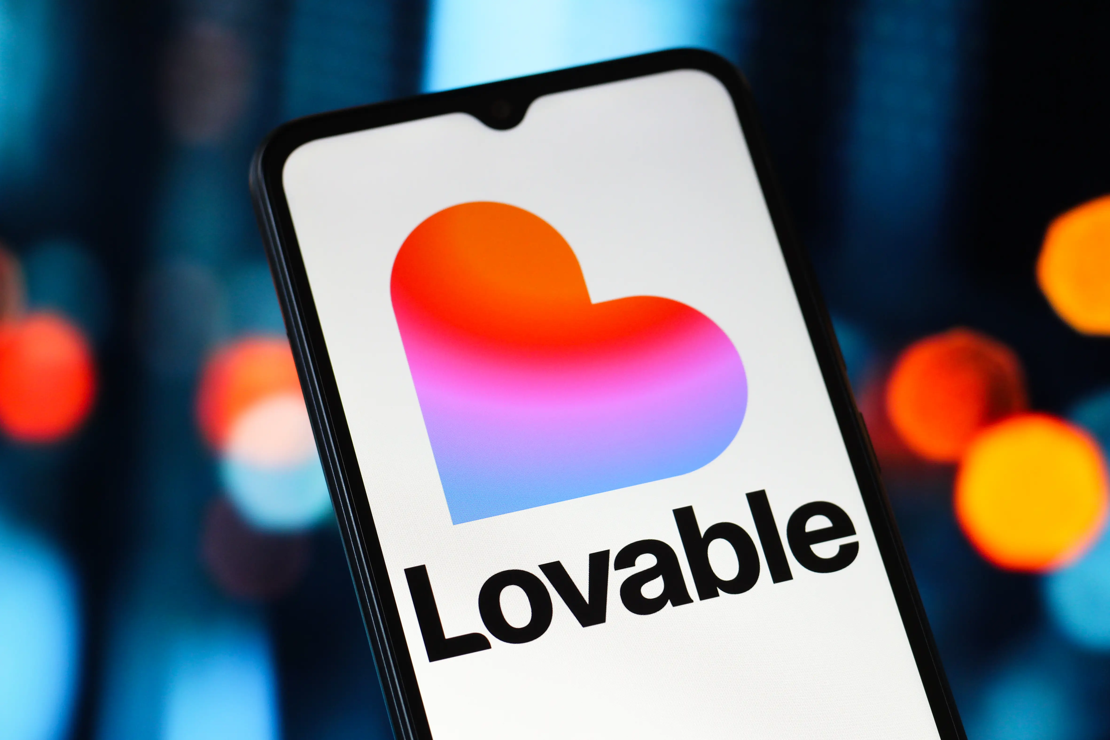 Lovable's logo on smartphone screen