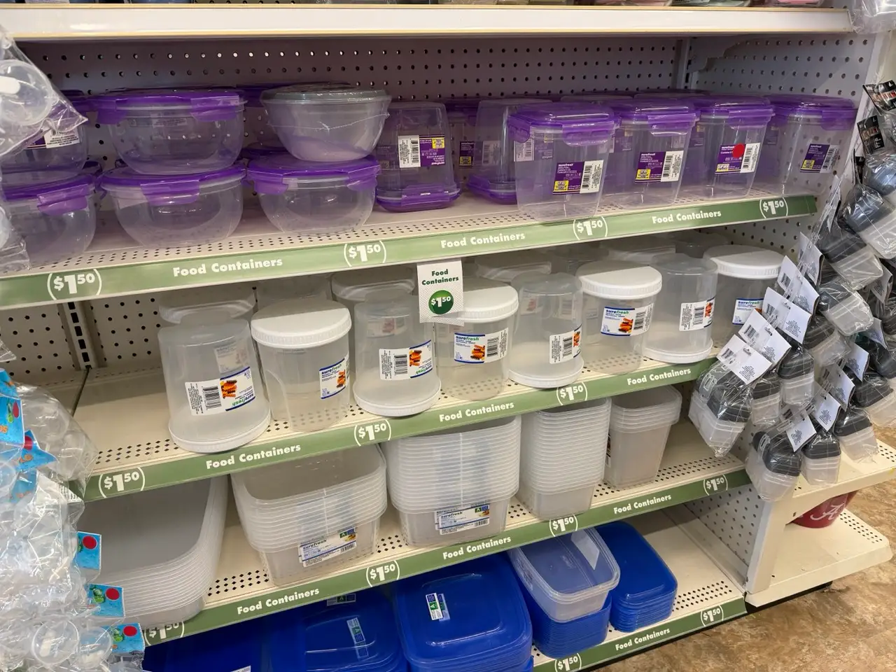 Shelves of plastic containers