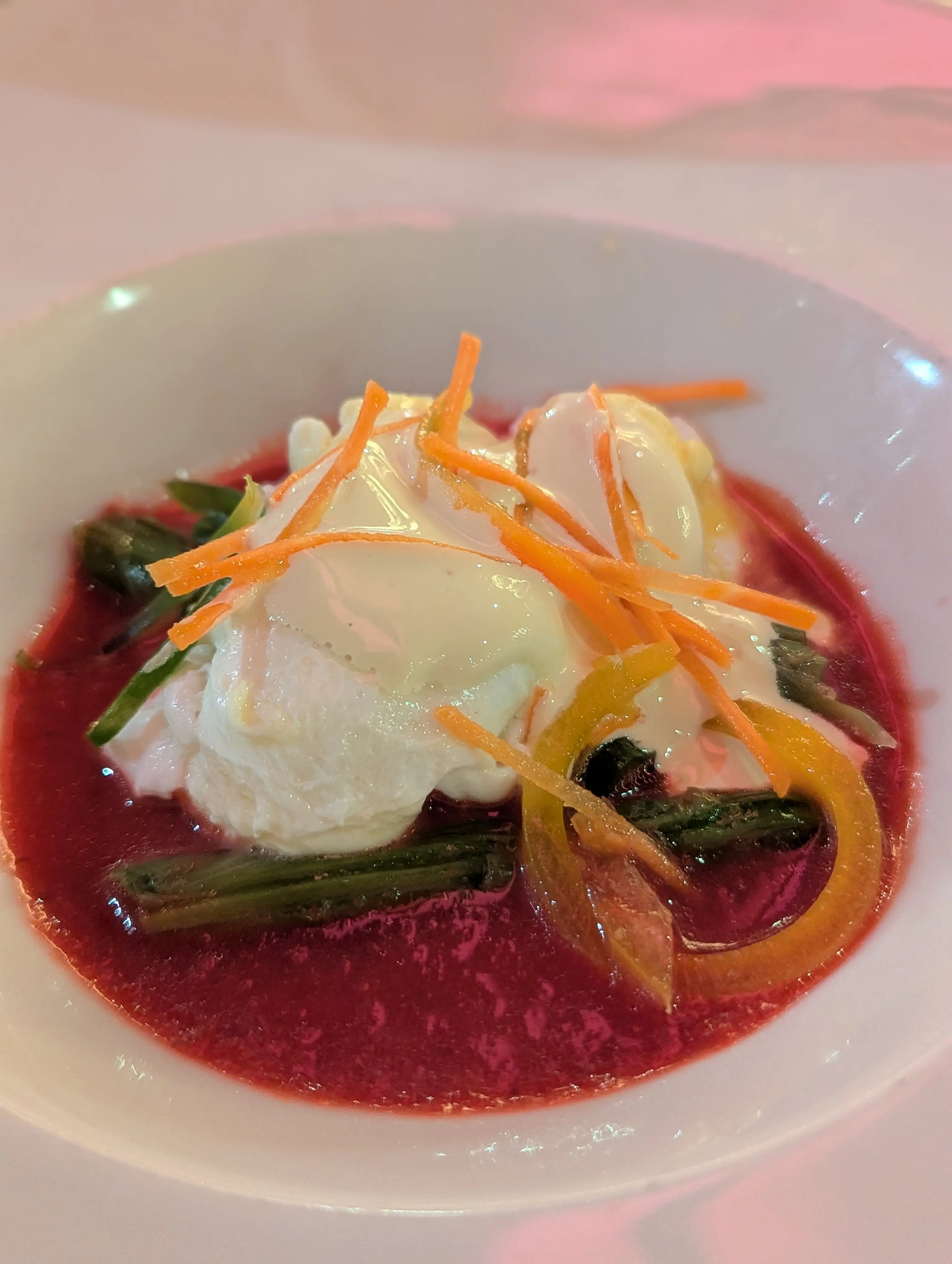Eggs with asparagus topped with garnish
