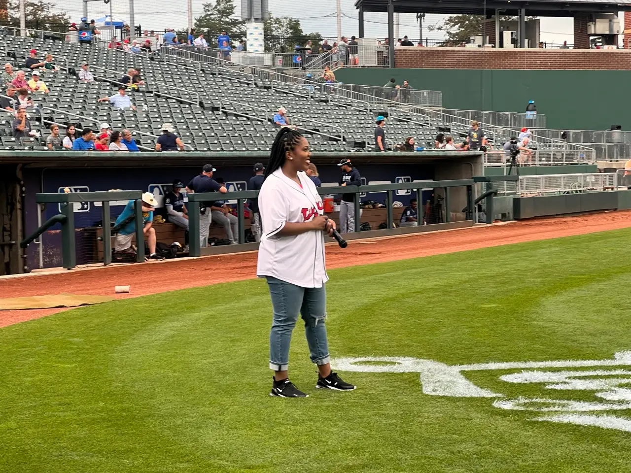 Qoman on baseball field
