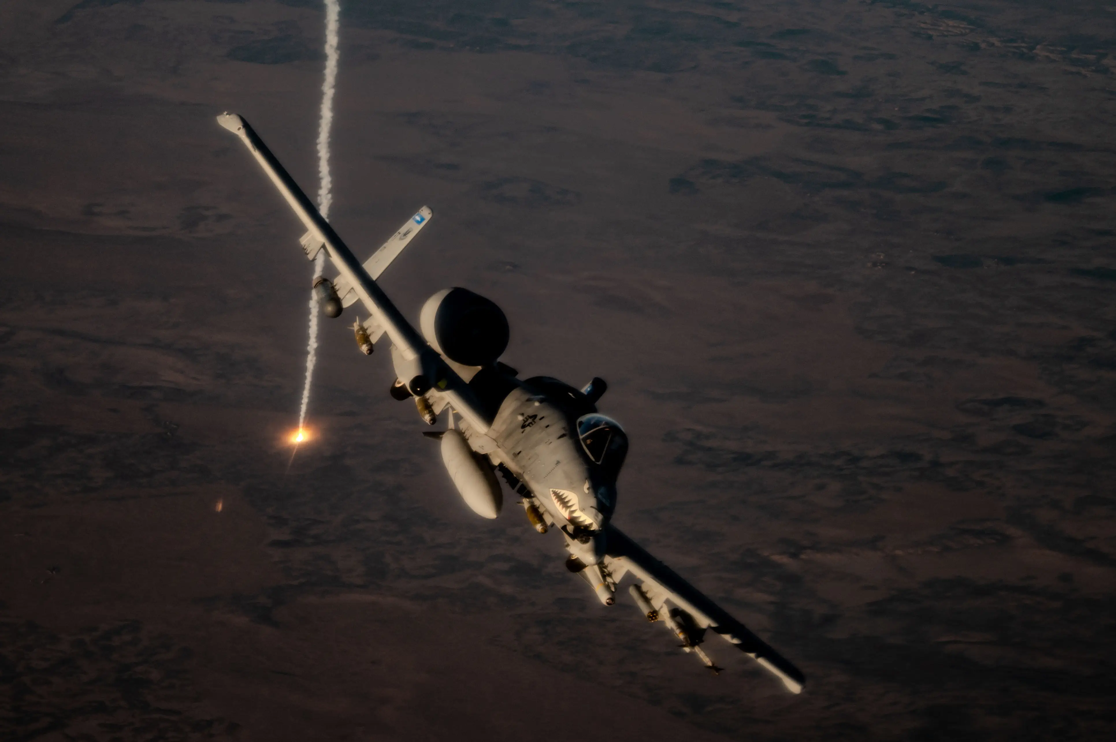 A US A-10 Thunderbolt II attack aircraft flying in the Middle East