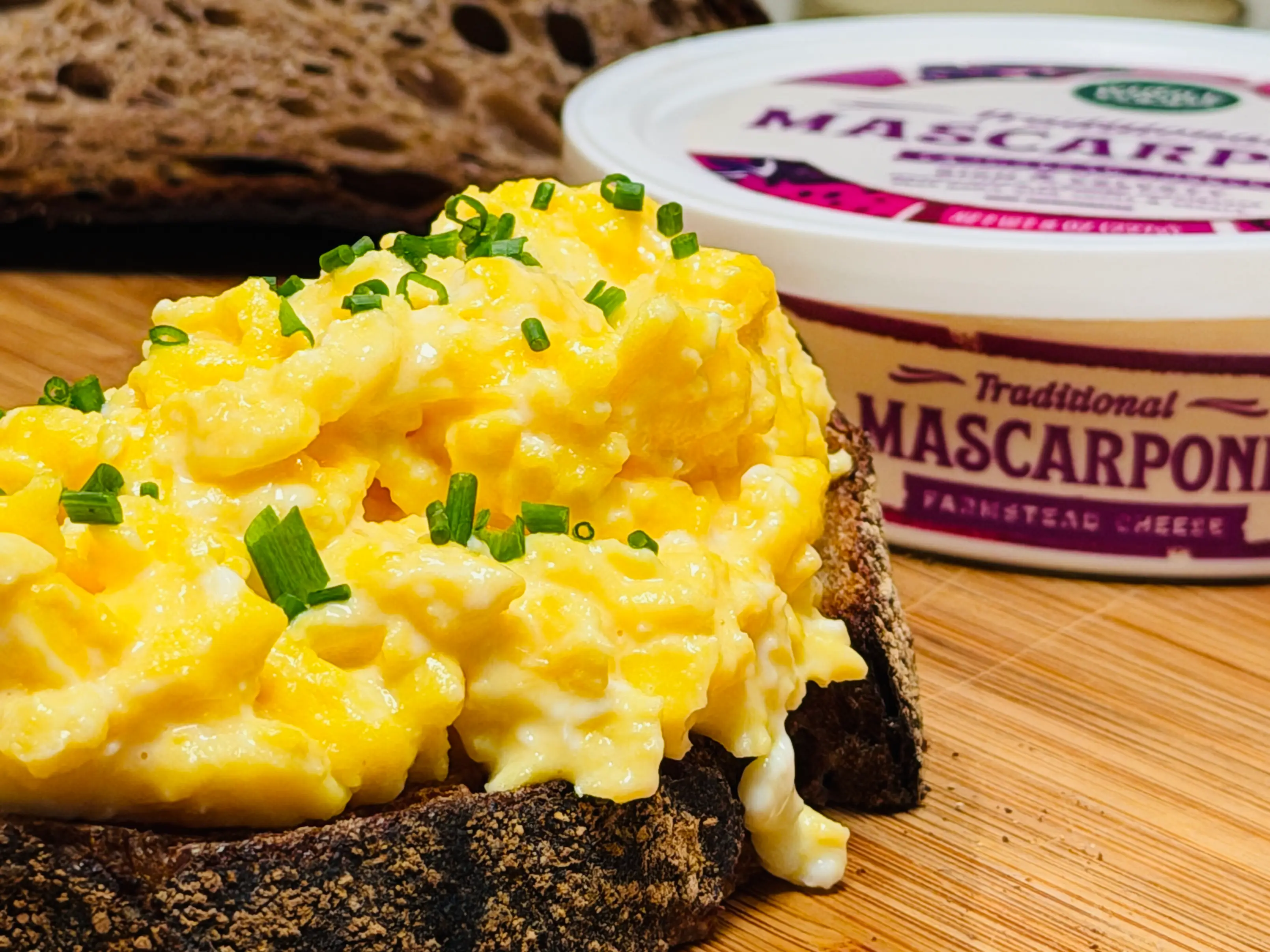mascarpone scrambled eggs on toast