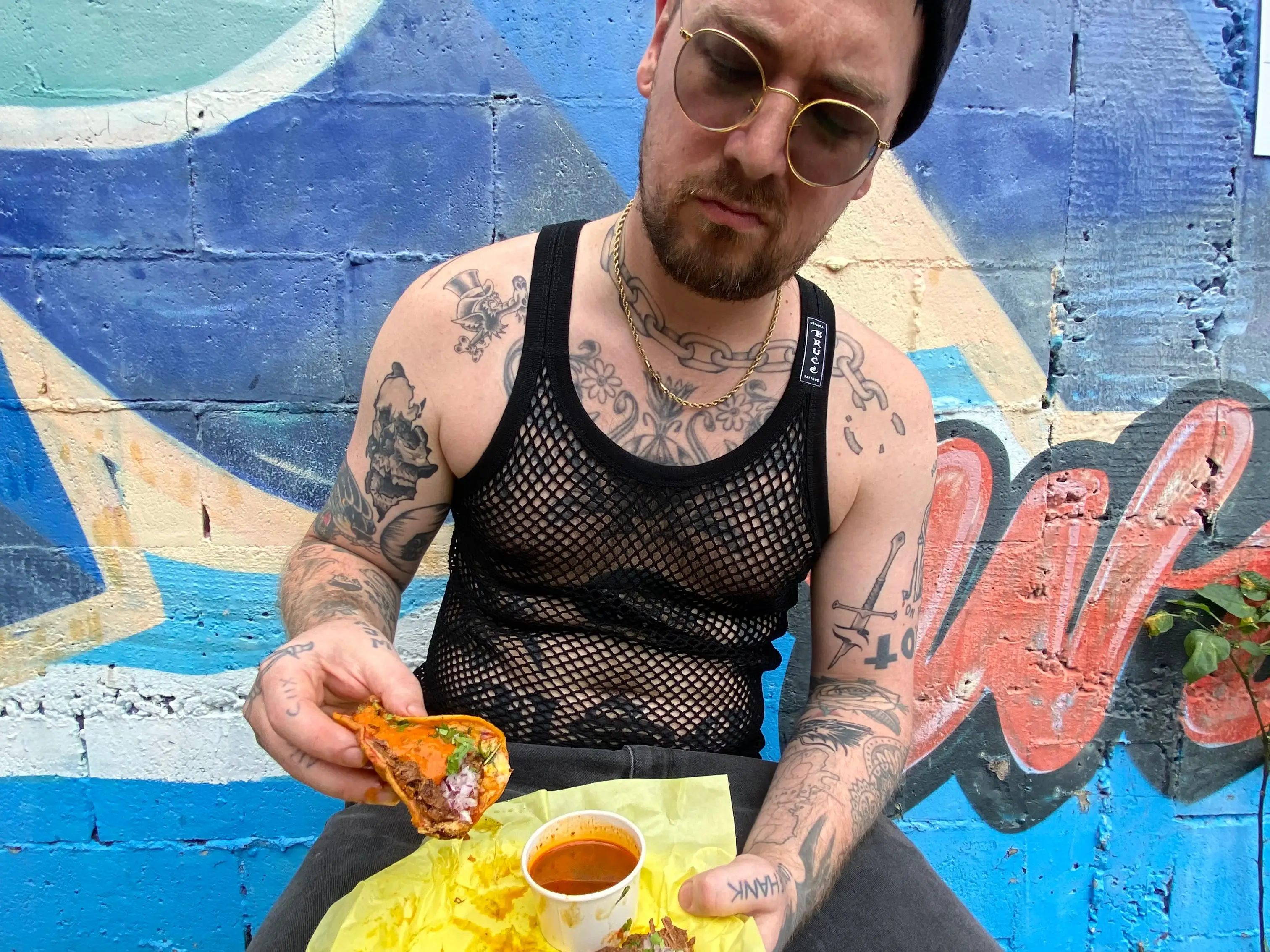 Sean Yarbrough eating tacos