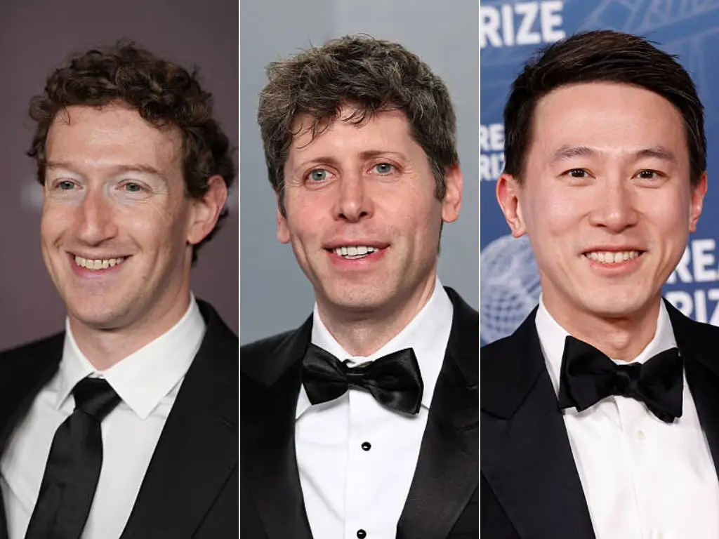 Mark Zuckerberg, Sam Altman, and Shou Chew.