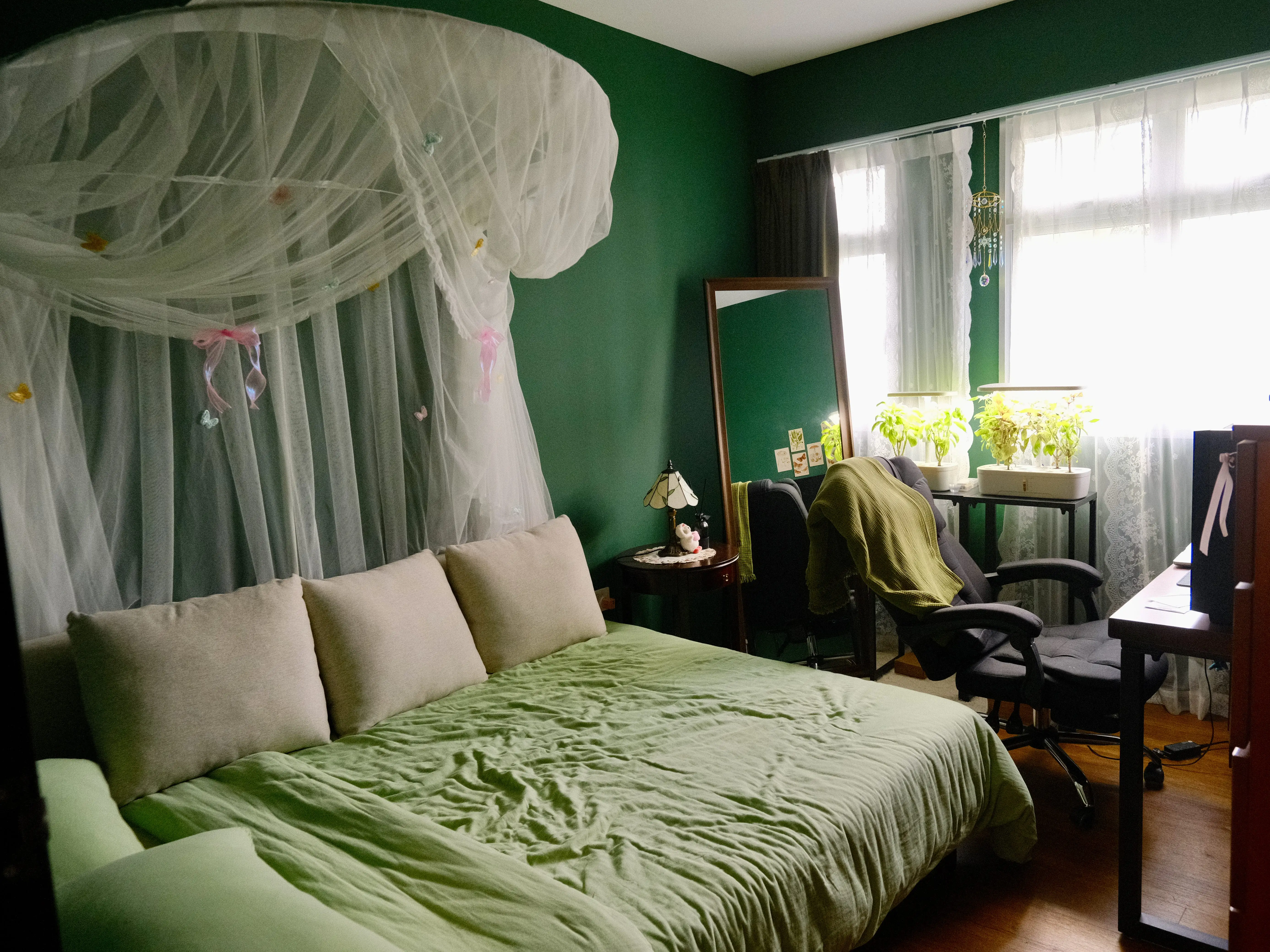 An office and guest room.