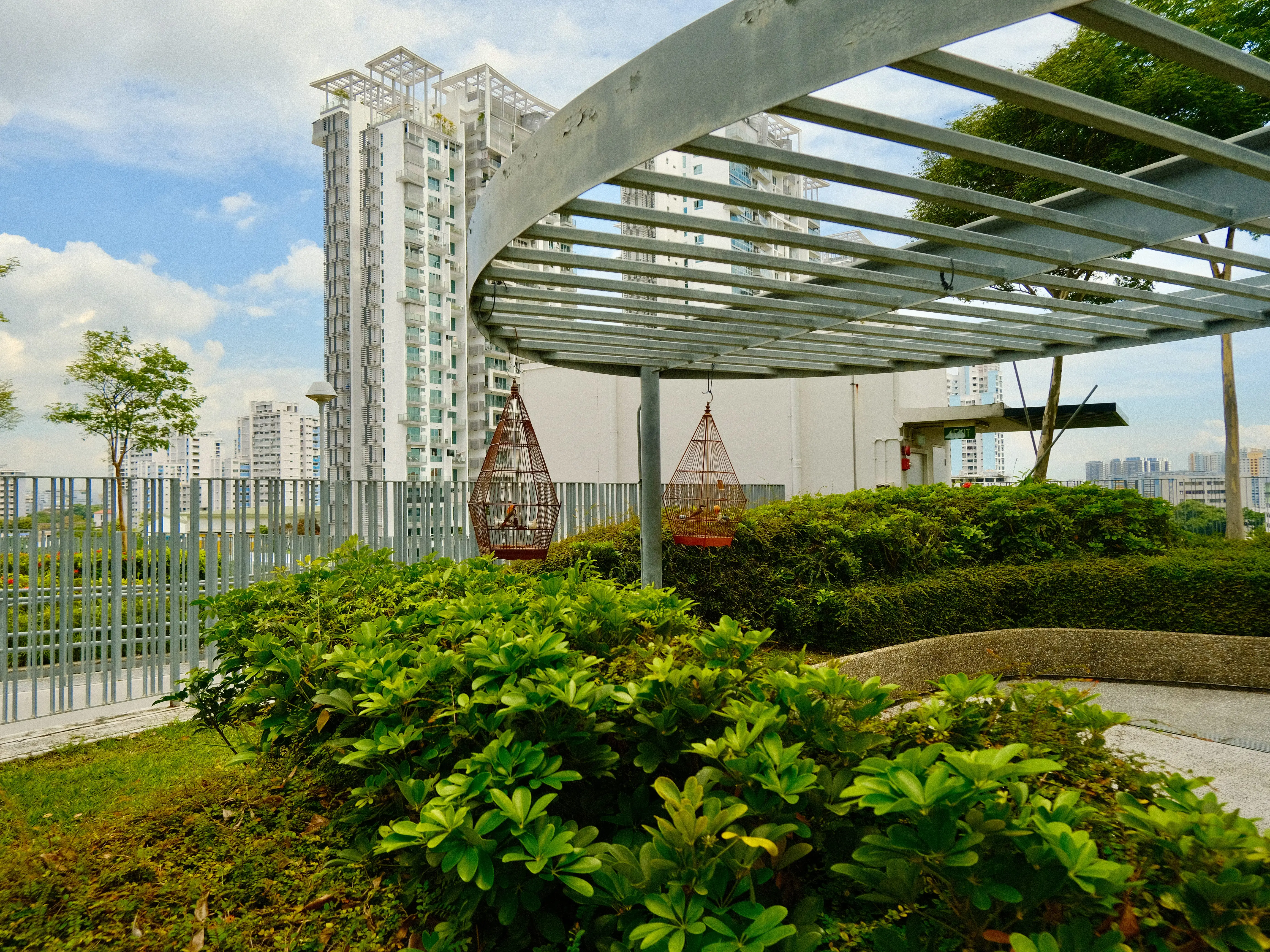 Outdoor roof garden at one of Singapore's public housing estates.