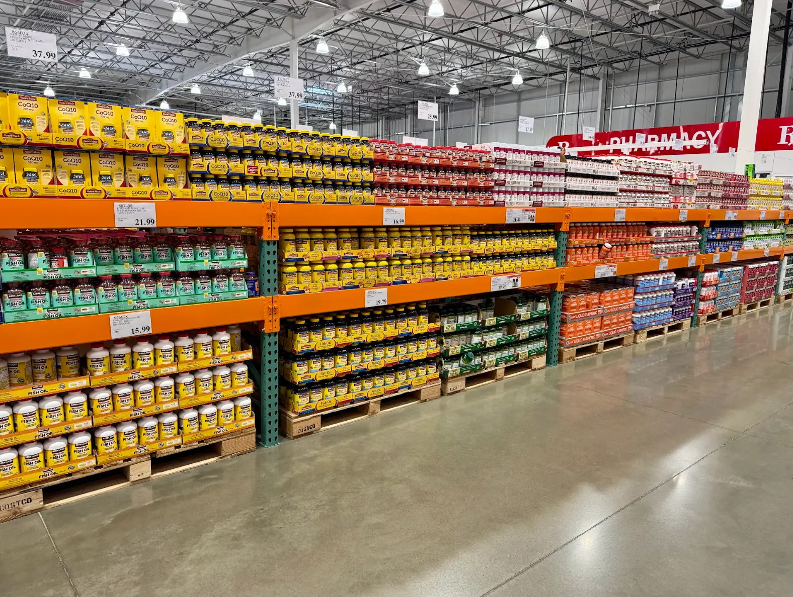 Rows of vitamins at the writer's Costco location.