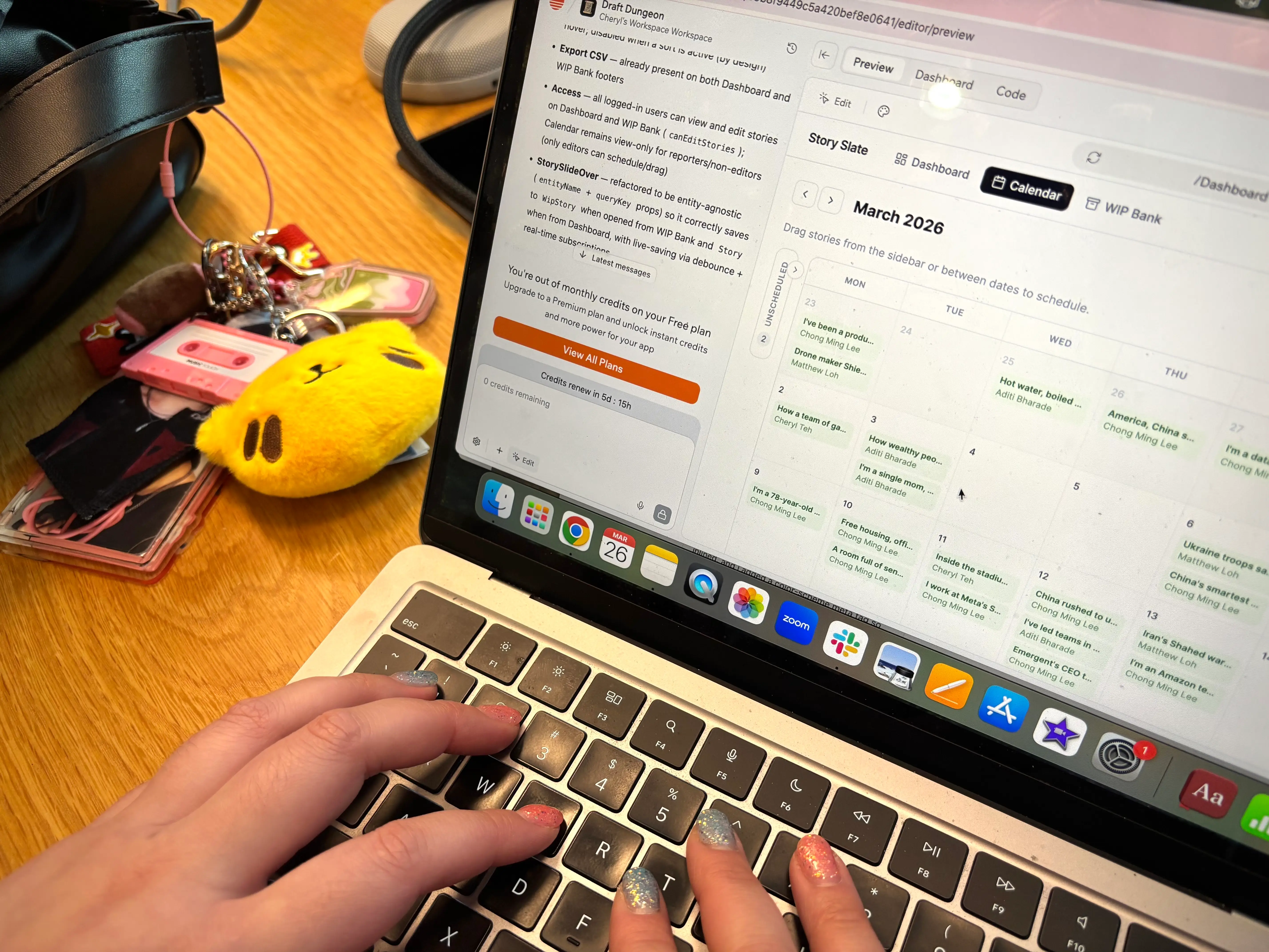 Cheryl's laptop screen.