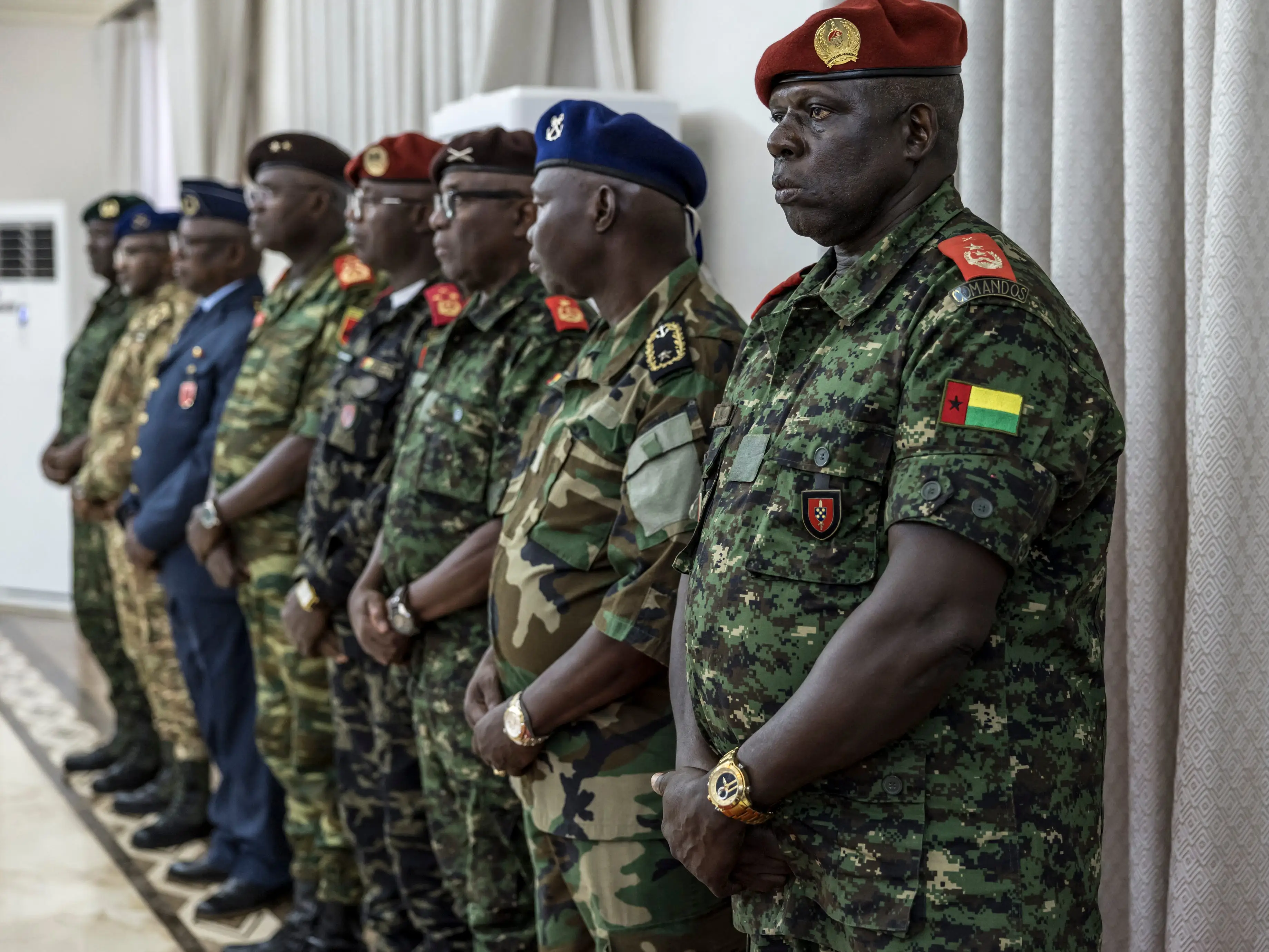 High-ranking officers of the Guinea-Bissau army standing next to each other.
