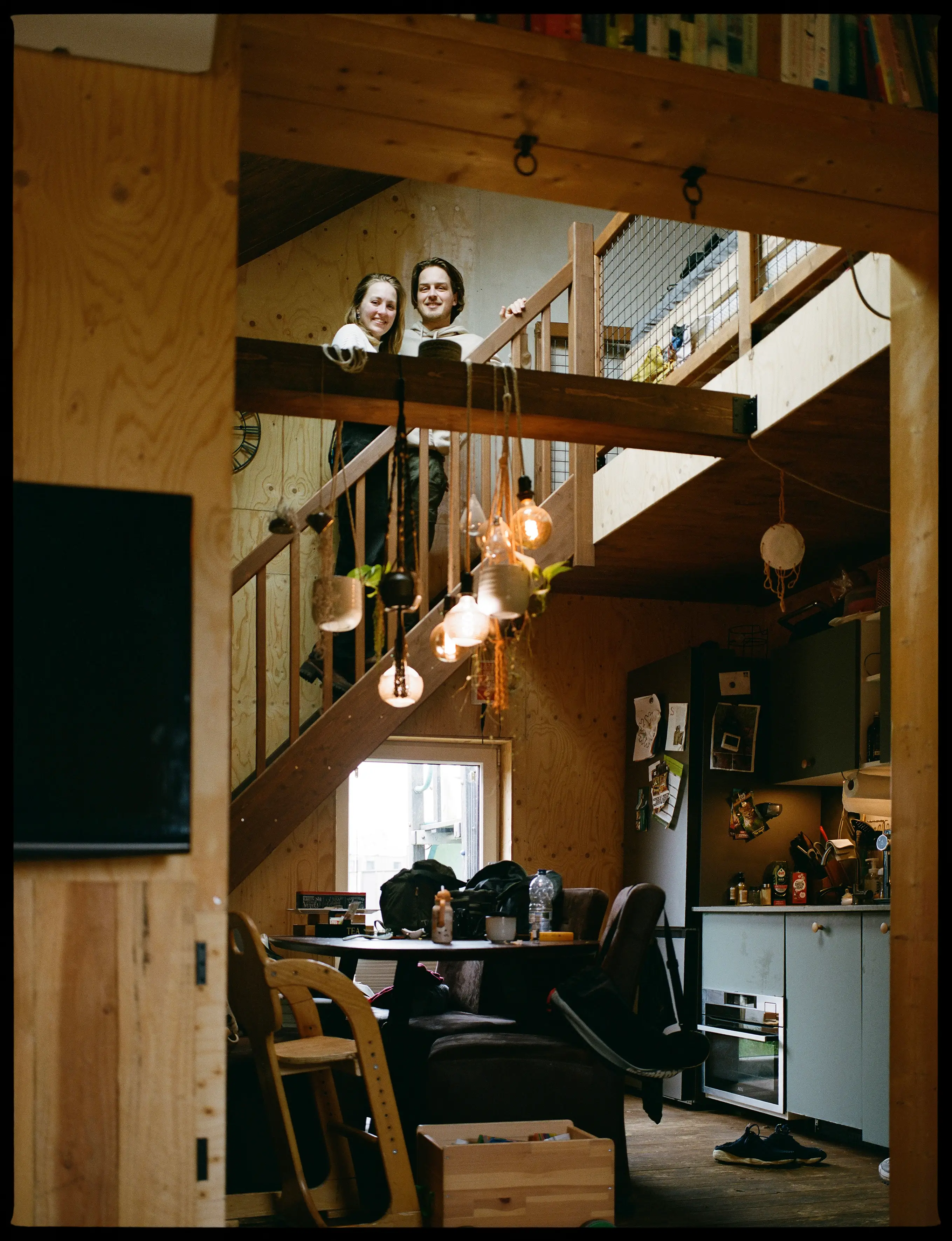 Family in tiny house.