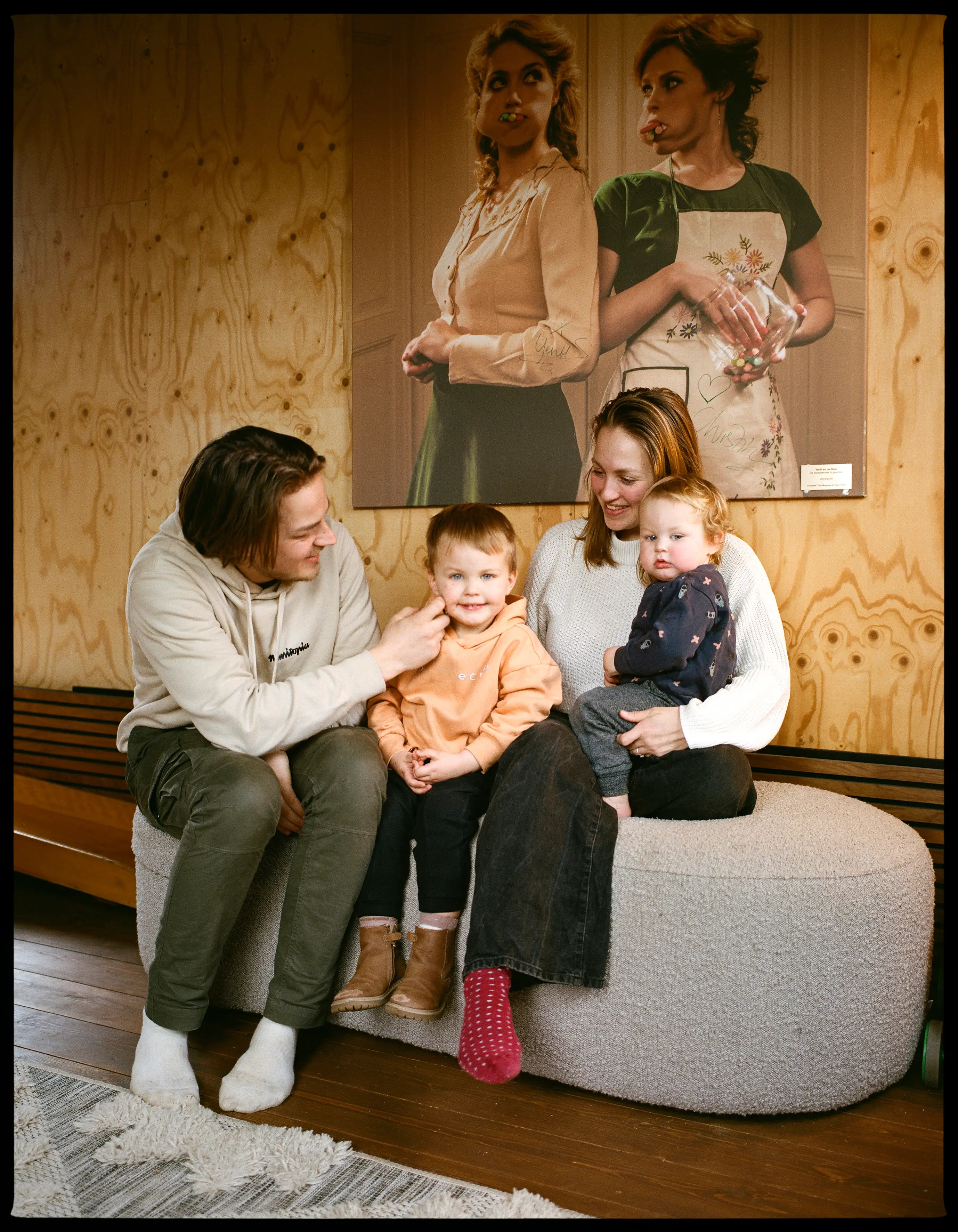 Family in tiny home.