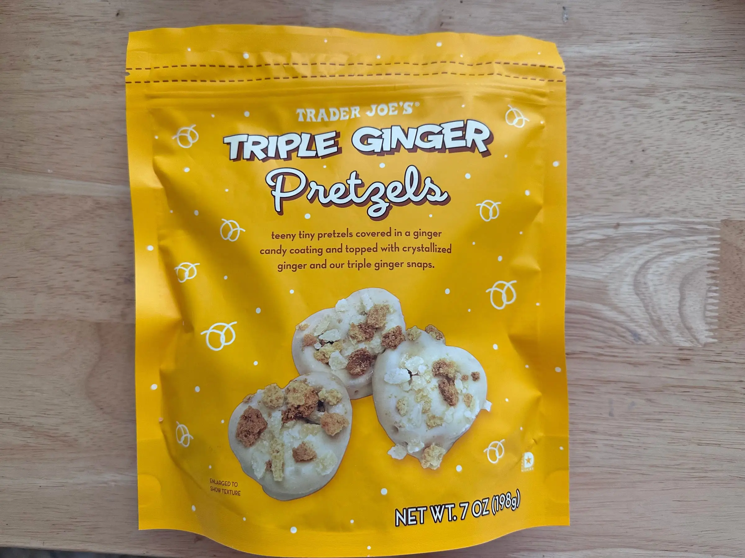A bag of Trader Joe's triple-ginger pretzels.