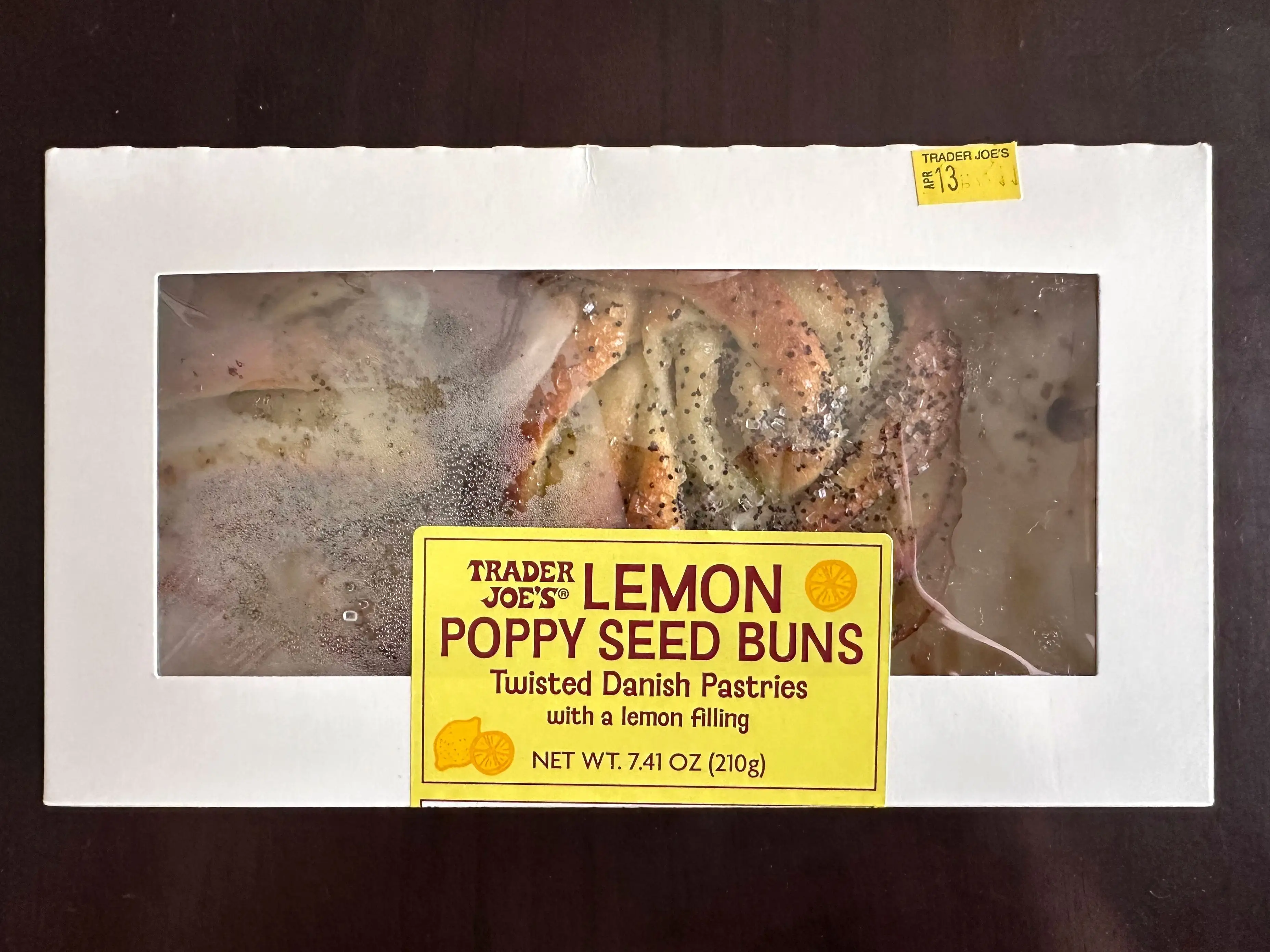 A box of Trader Joe's lemon poppy seed buns.