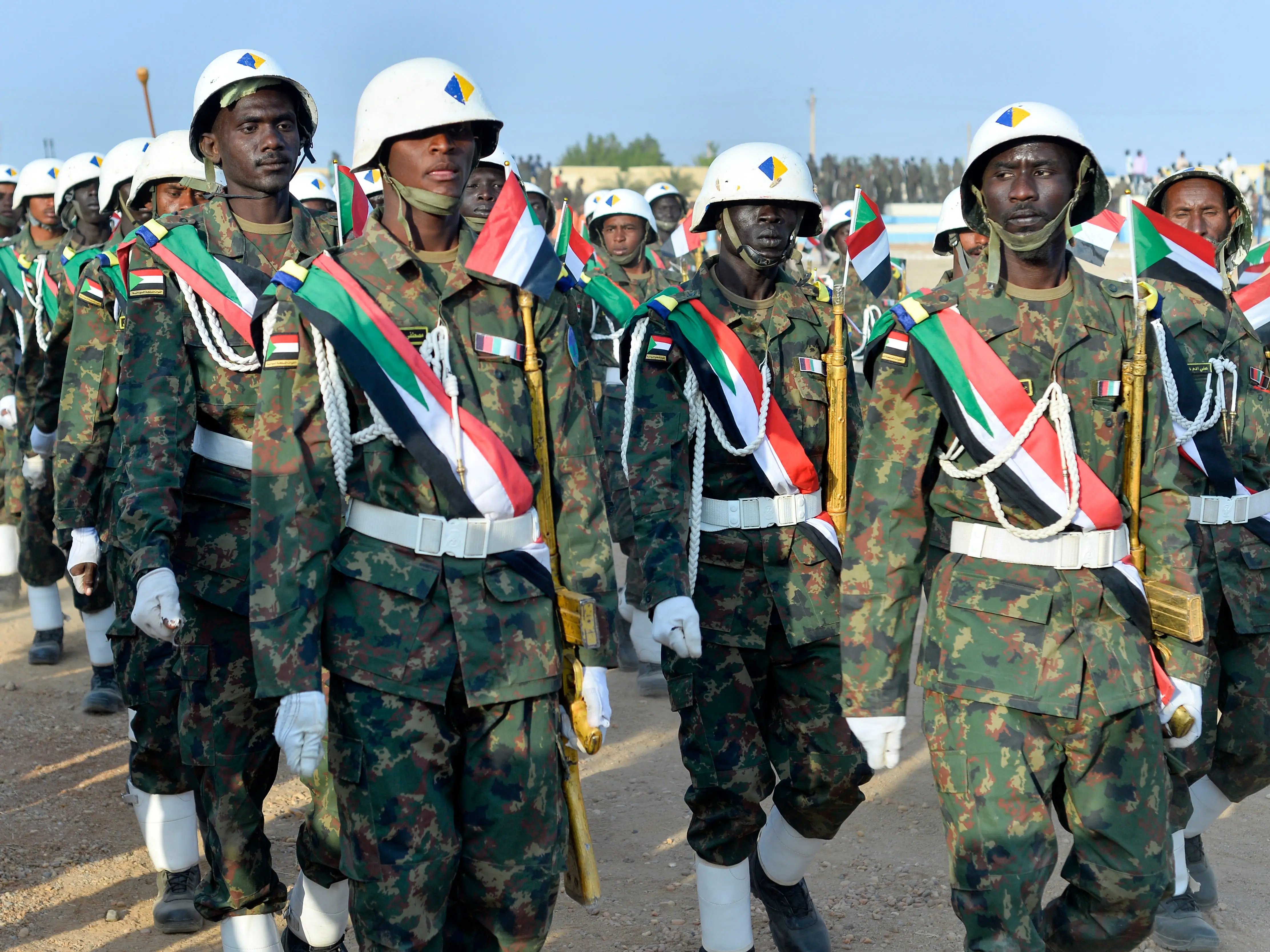 Sudanese army soldiers in uniform.