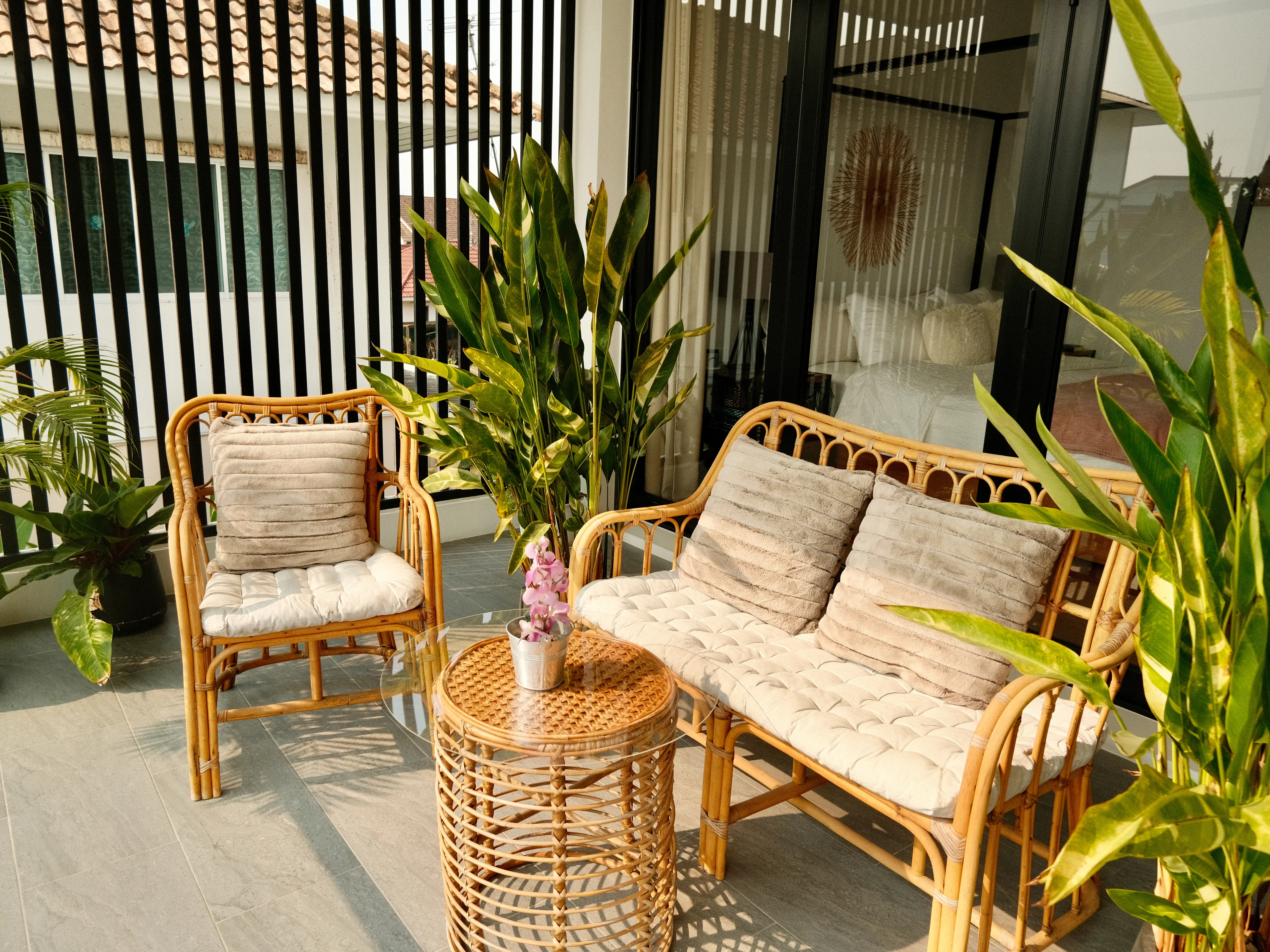 The sitting area on the balcony.