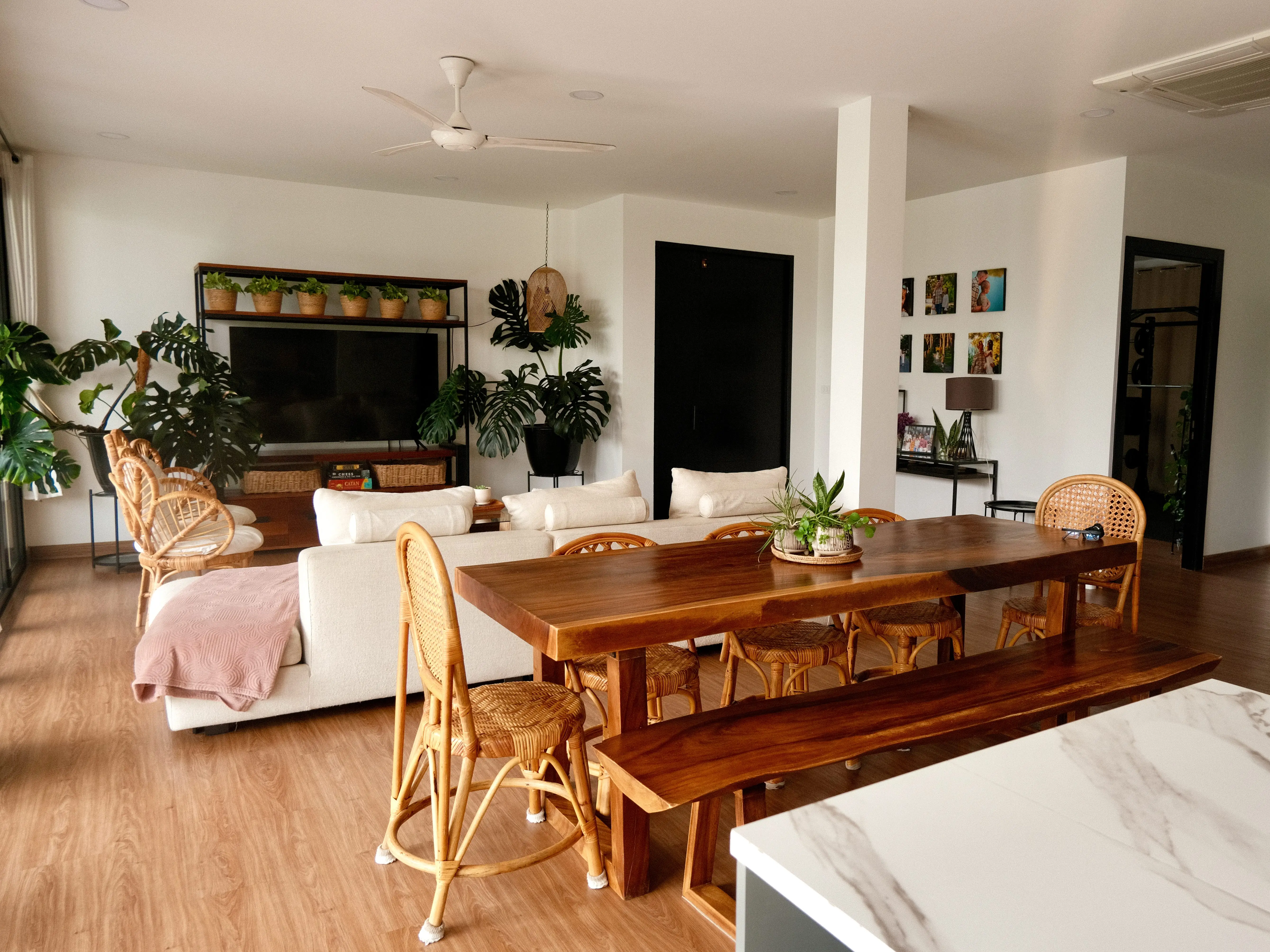 The living and dining area.