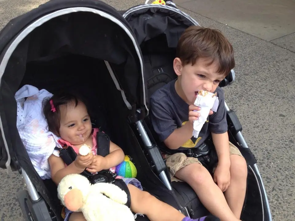 The writer's children eating ice cream on the streets of NYC before they moved to TX.