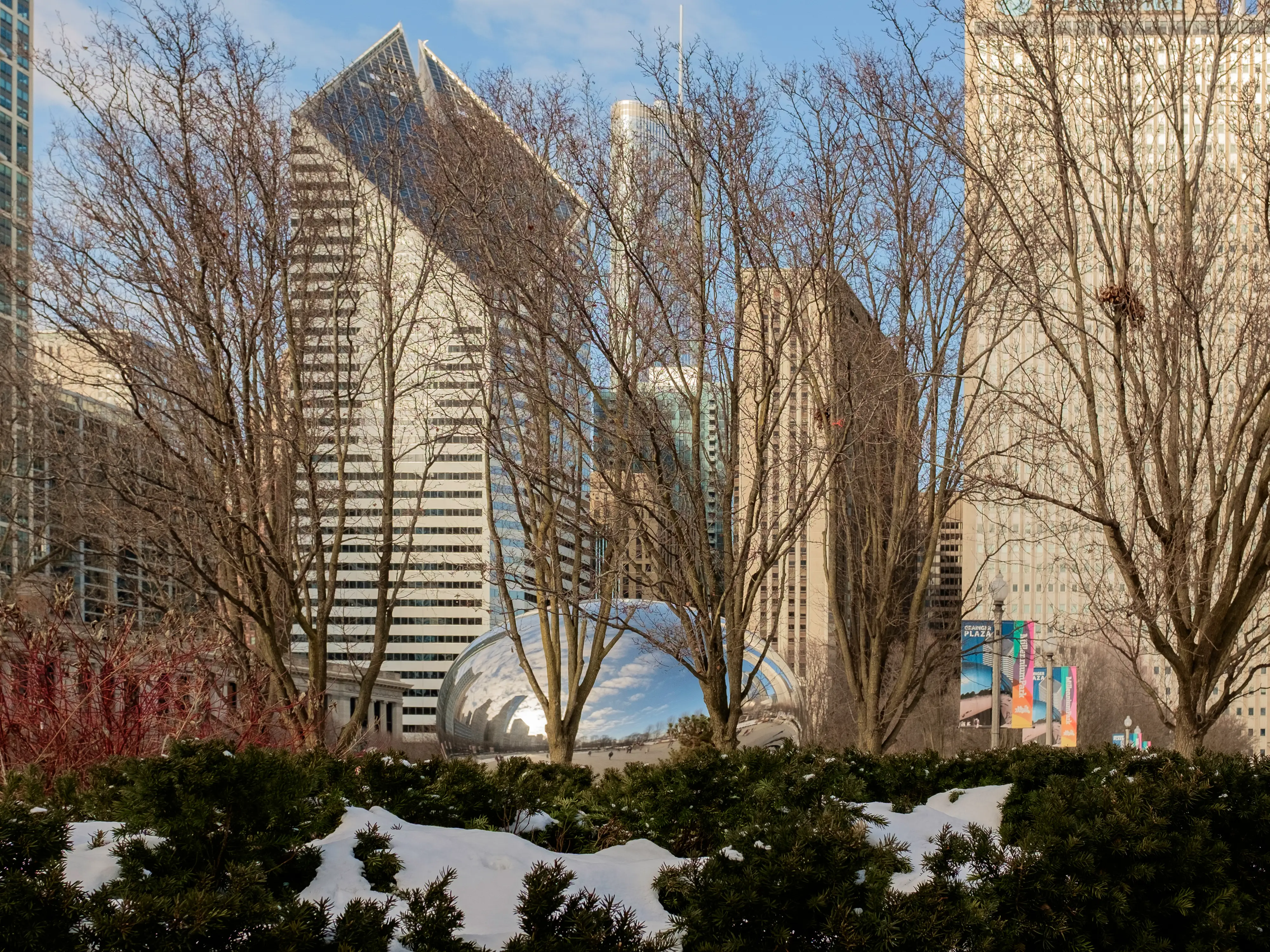 A view of Millennium Park in Chicago in the winter