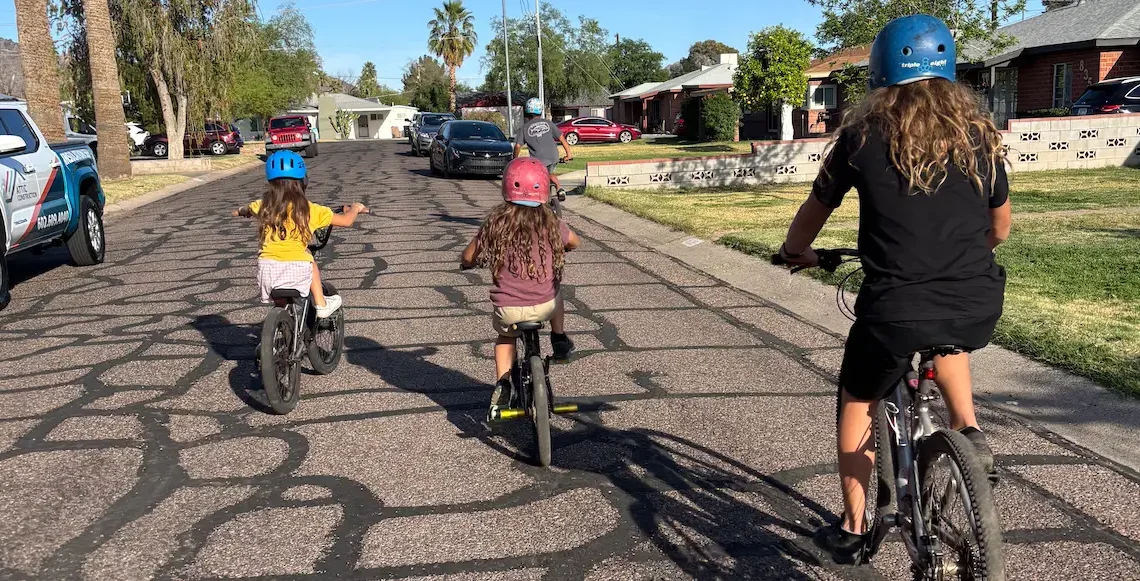 I started letting my son bike with his friends when he was 8. It gives me anxiety, but I see the value in having independence.
