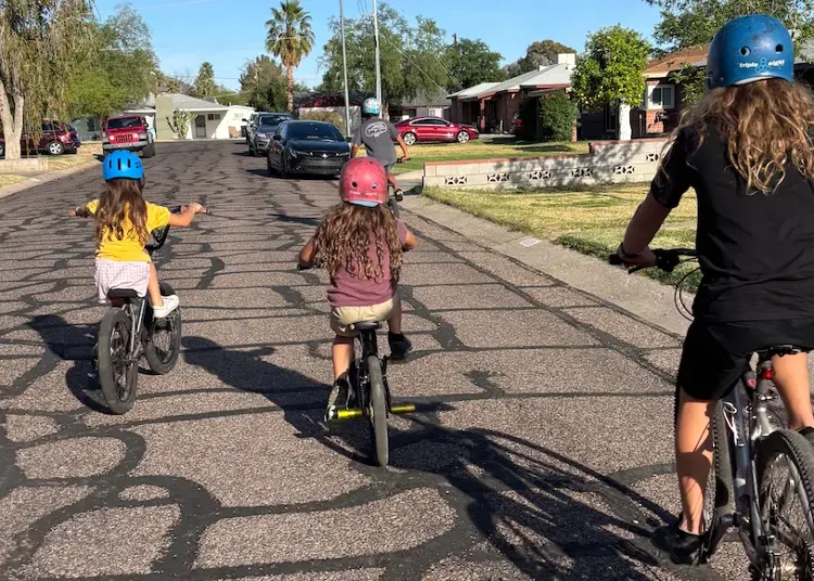 I started letting my son bike with his friends when he was 8. It gives me anxiety, but I see the value in having independence.
