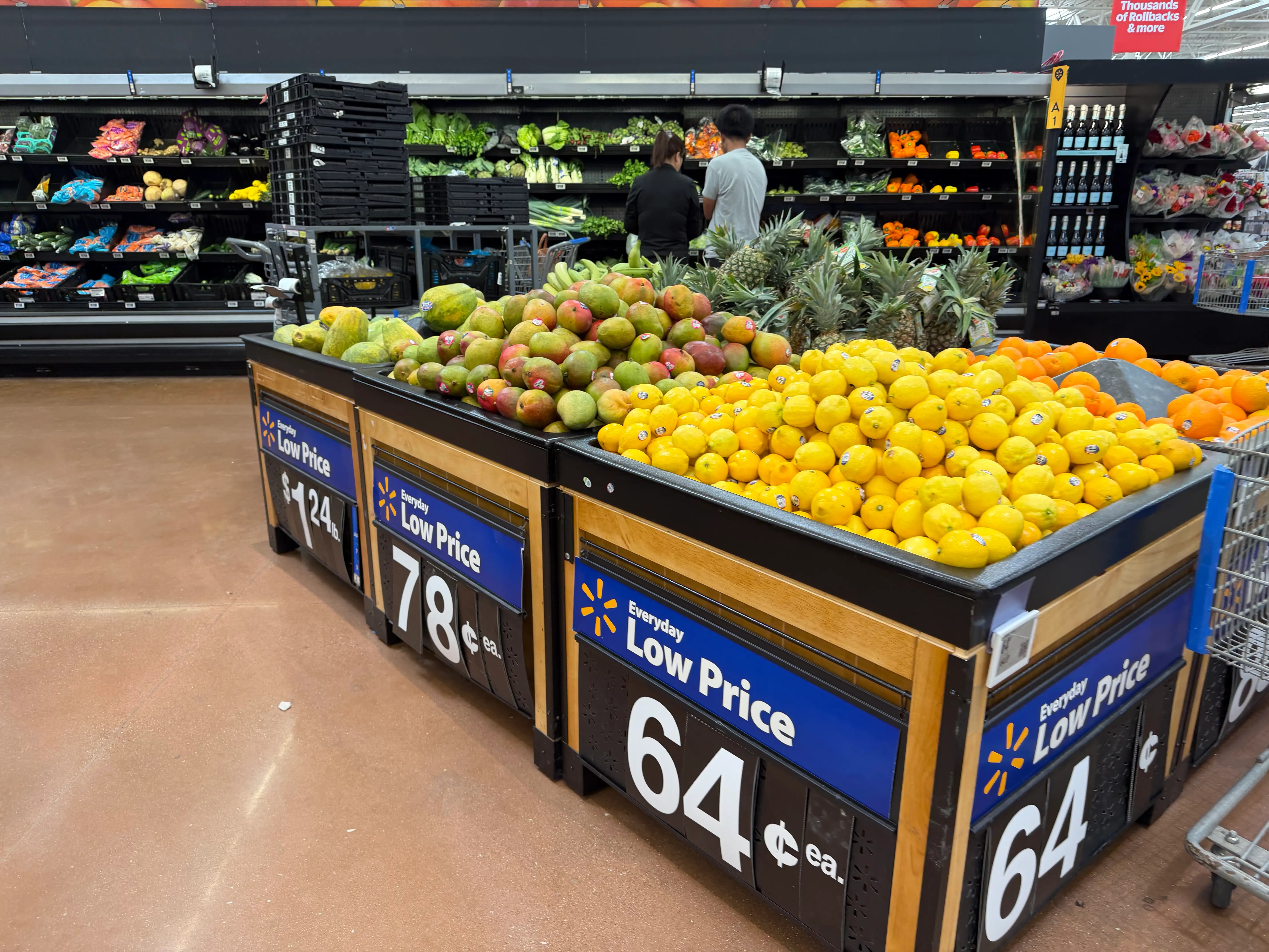 Produce bin at Walmart store