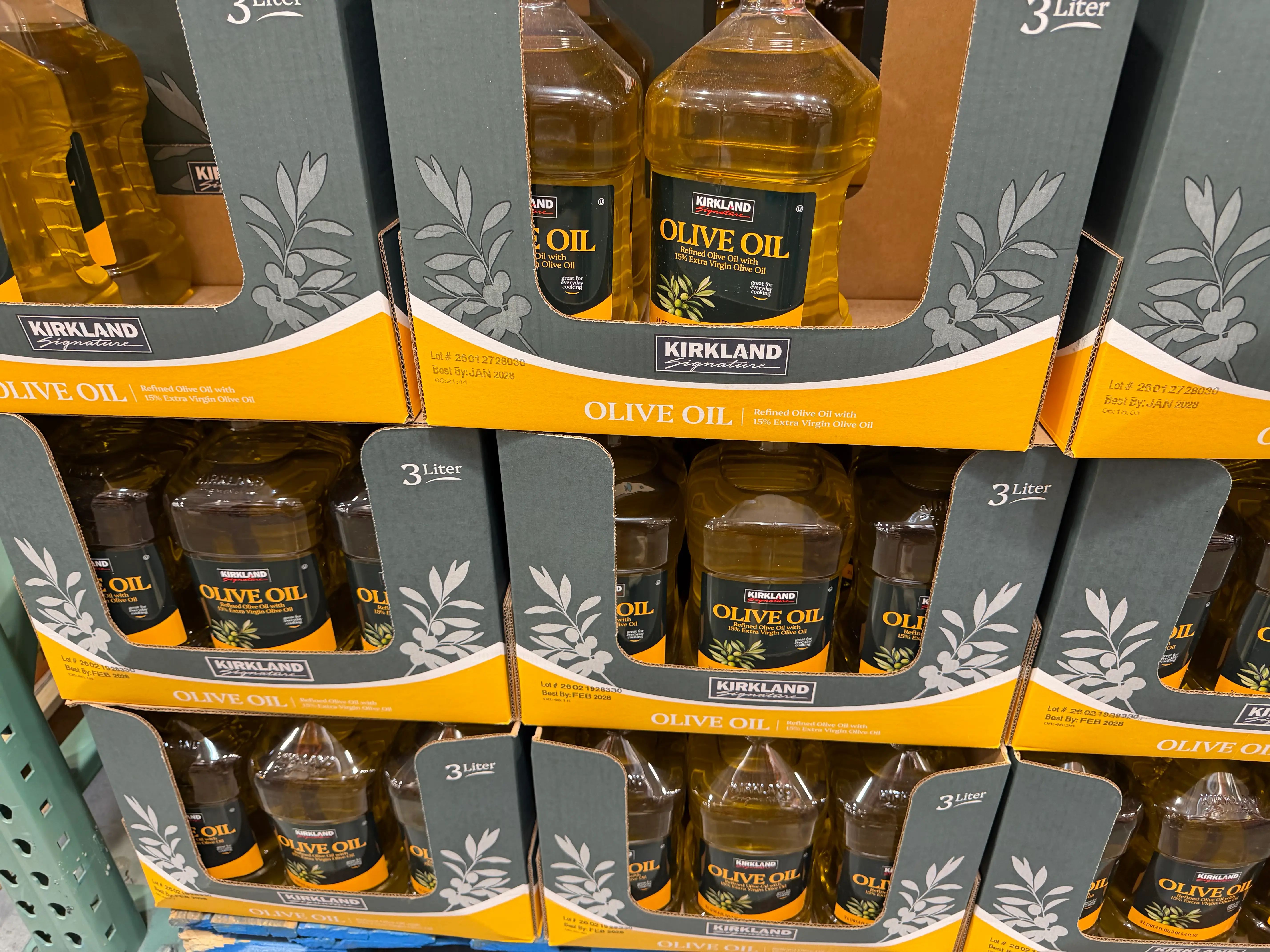 Kirkland Signature olive oil at costco on display